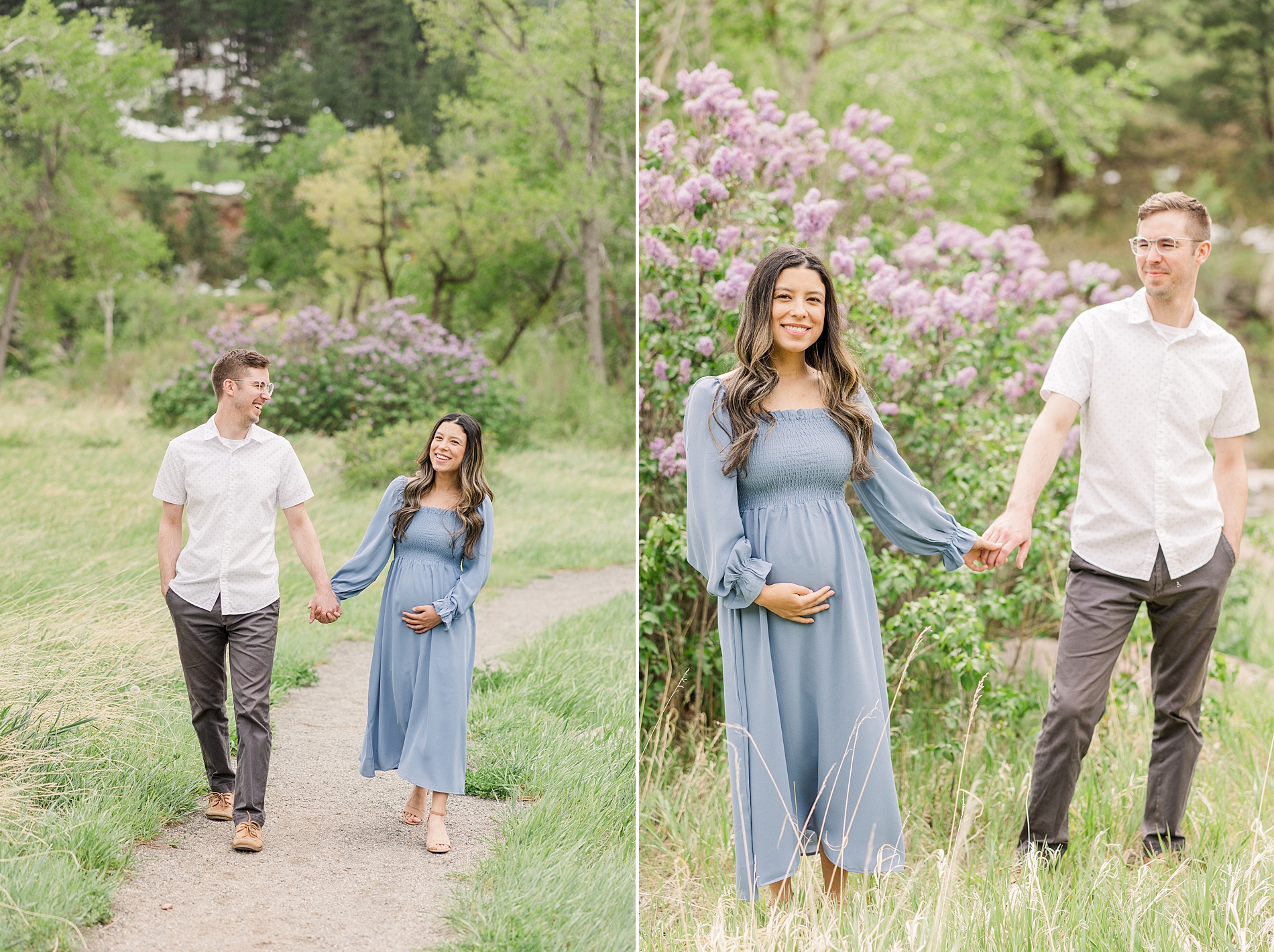 Maternity portraits by lilac bush at Buckingham Park-Northern Colorado top 10 locations for family photos