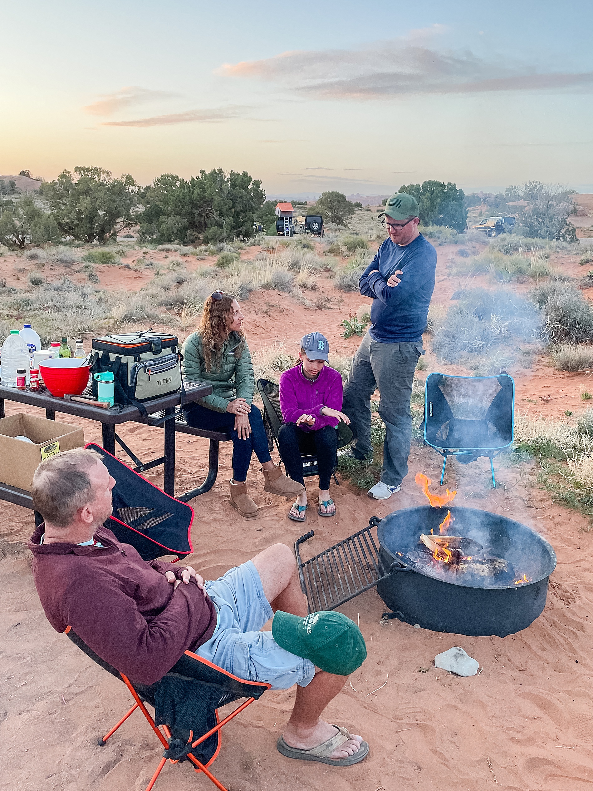 campsite with family in Moab Utah