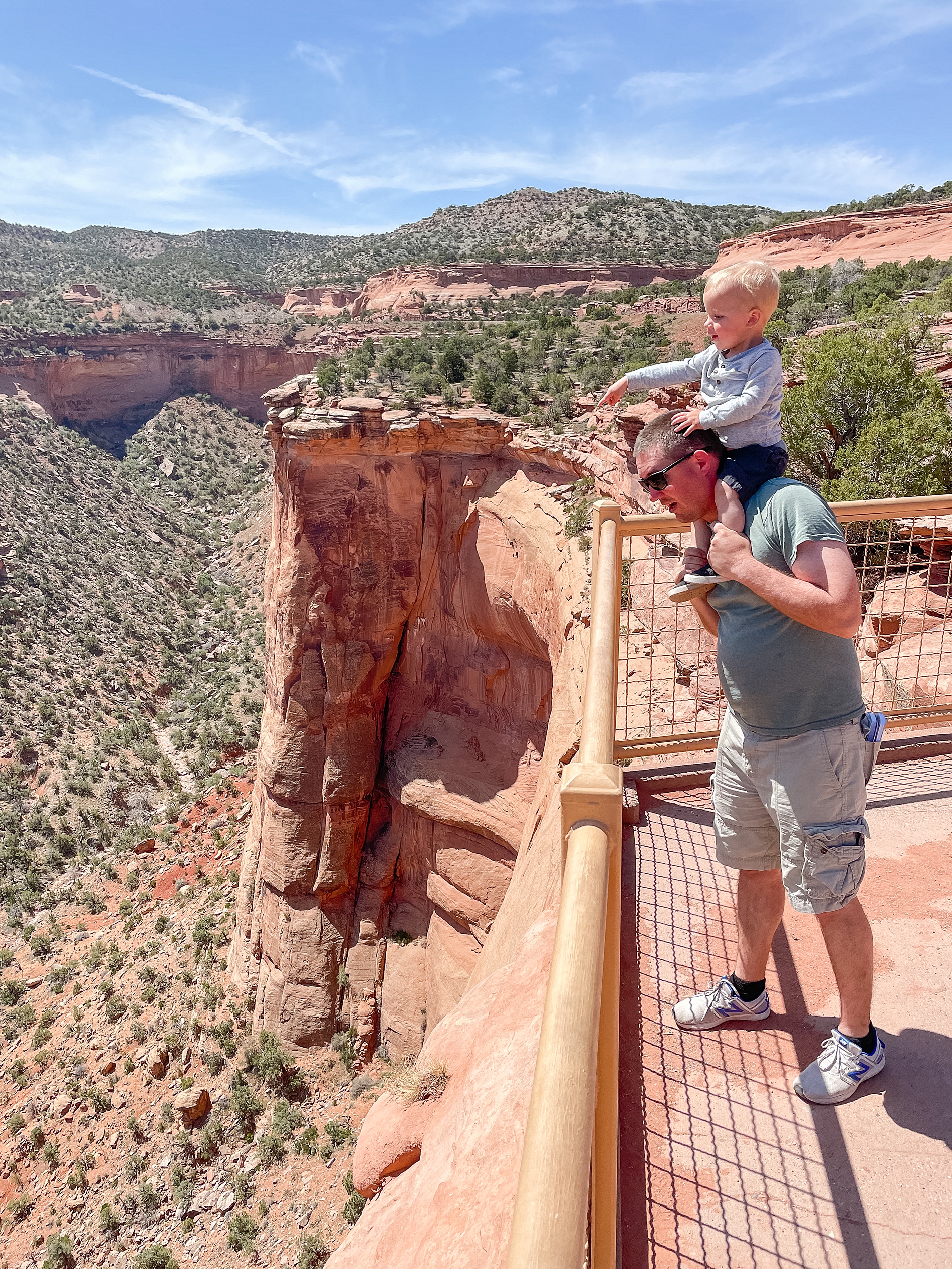 father and son look at the views from Colorado National Monument 