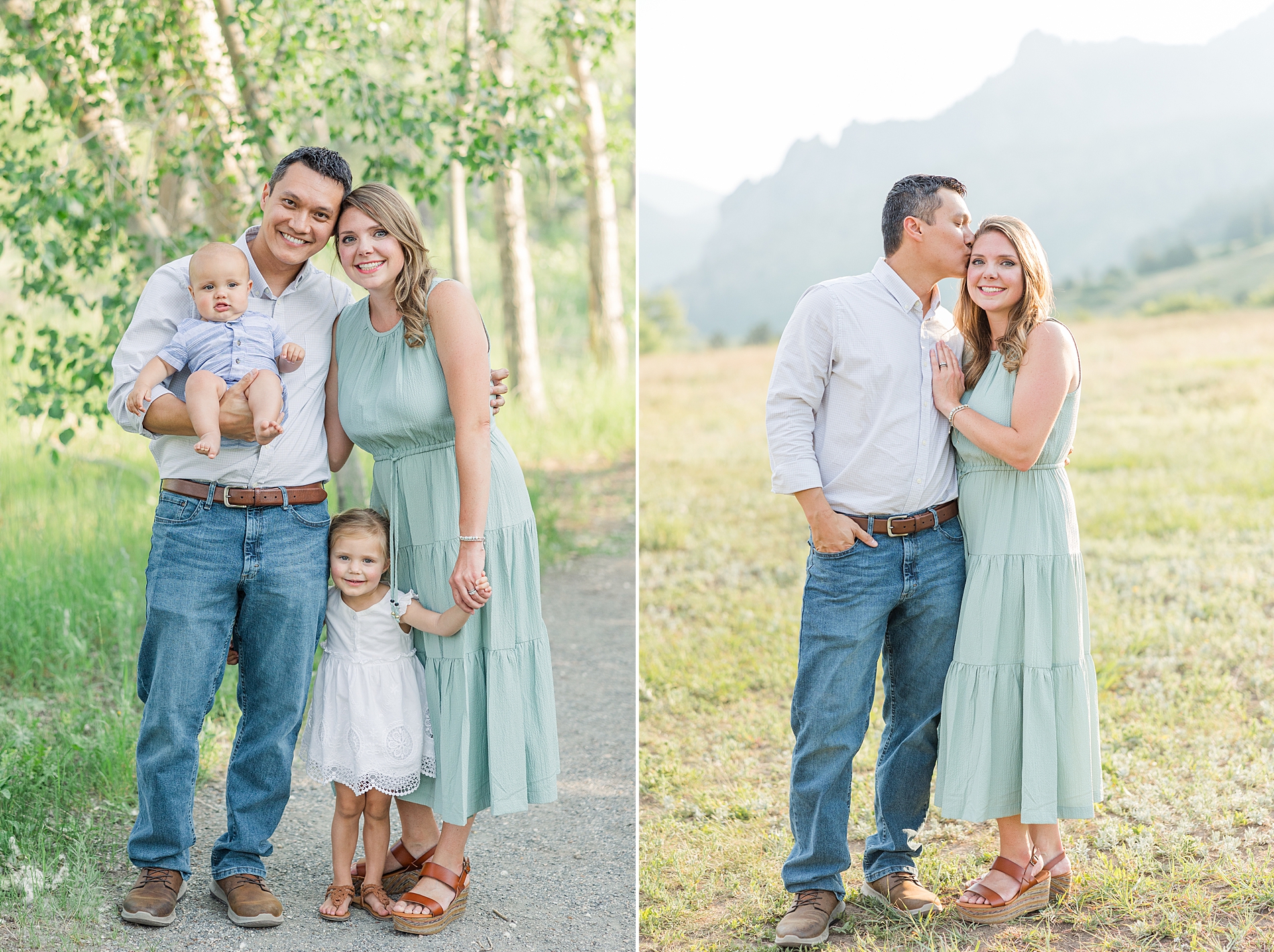 family of four at South Mesa Trailhead for family session