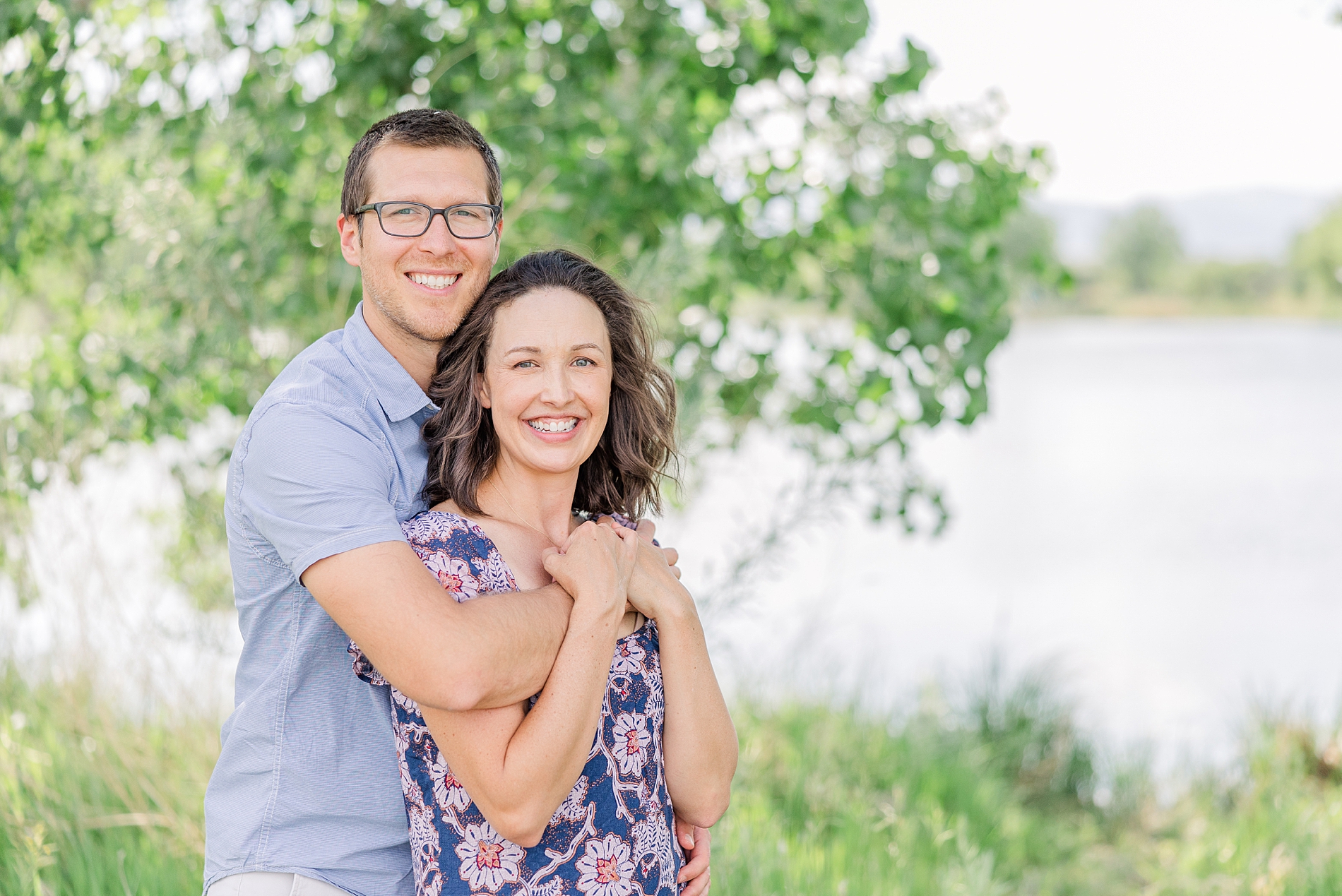 husband and wife during Father's Day Mini Sessions at Golden Ponds | Longmont, CO Family