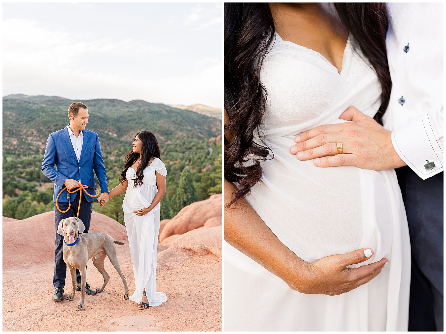 maternity session at Garden of the Gods with family dog