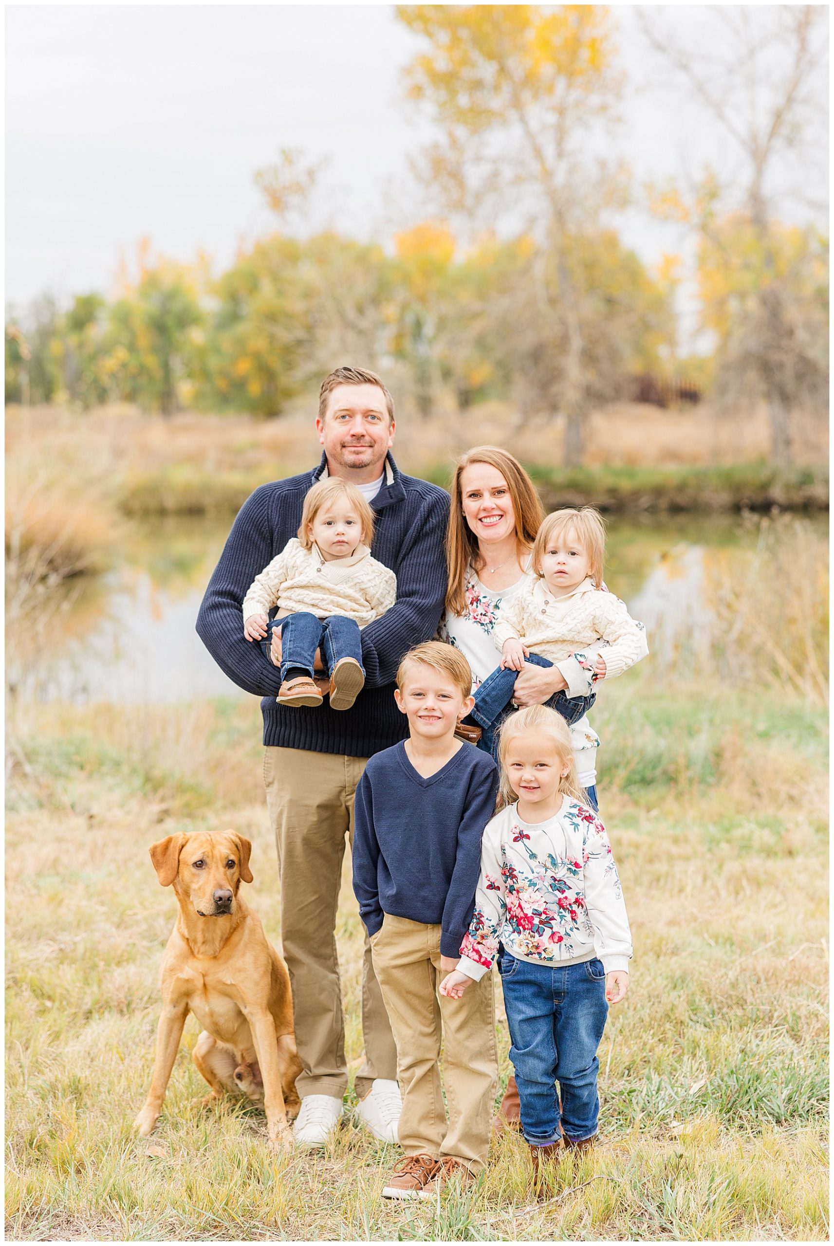 Morning fall mini session with family of six and their dog