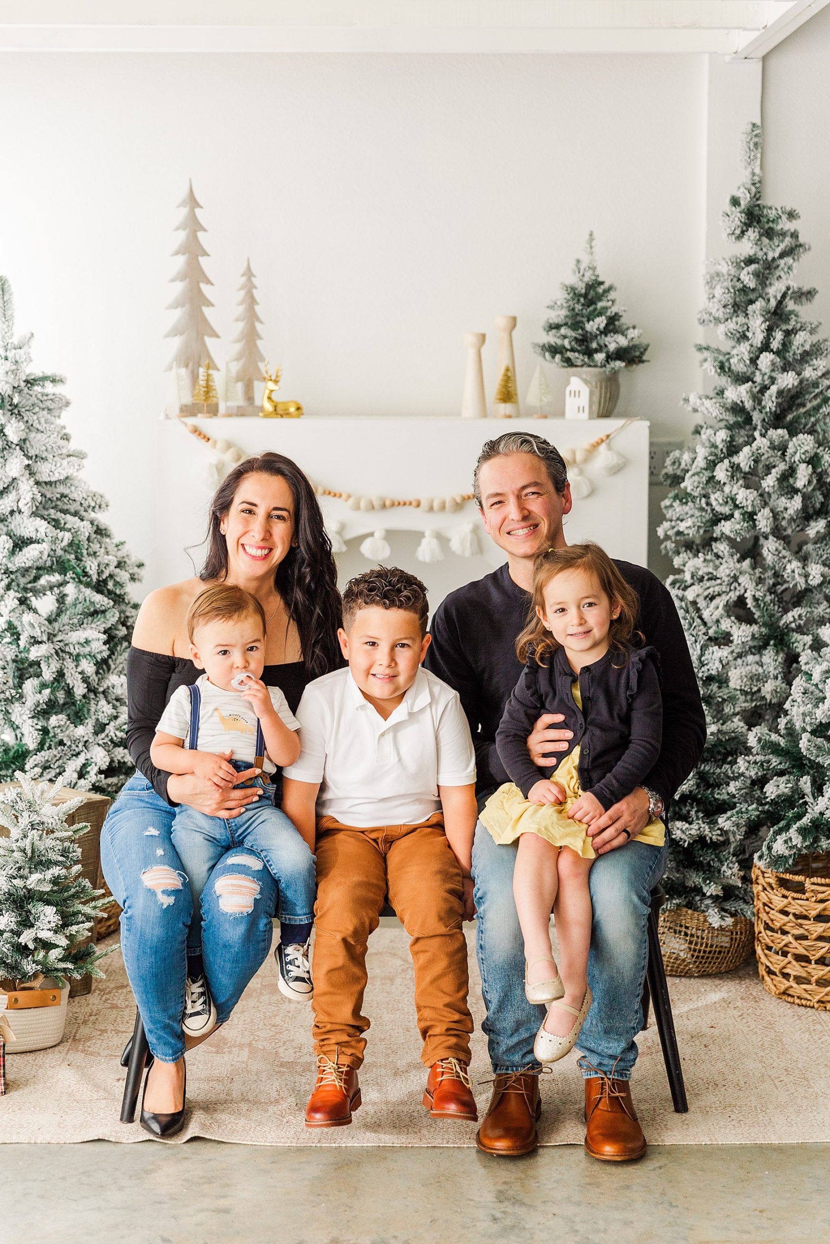 Sugarhill Studio Christmas Mini Sessions captures family of five on bench