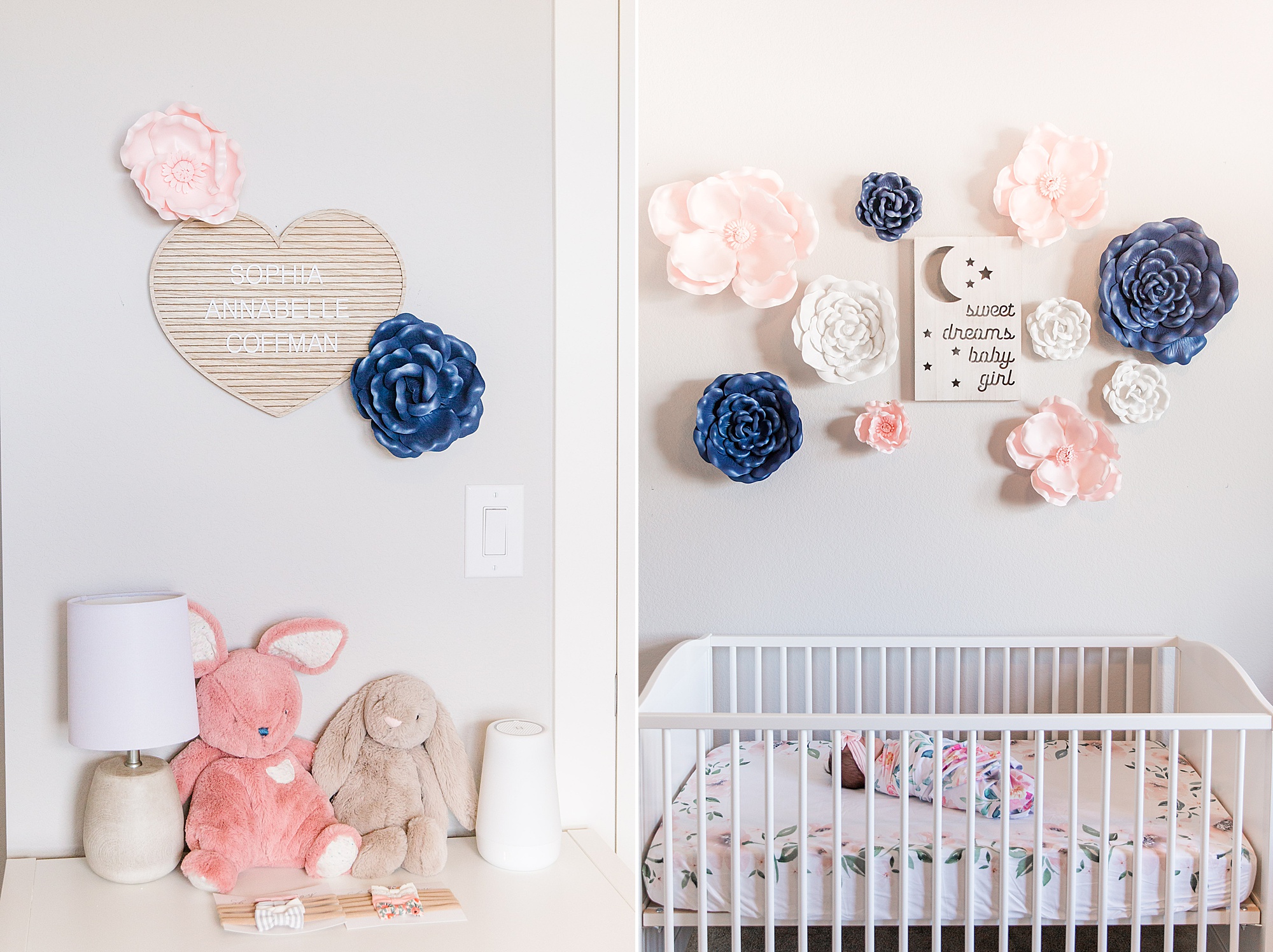 newborn baby girl nursery from In Home Newborn and Family session