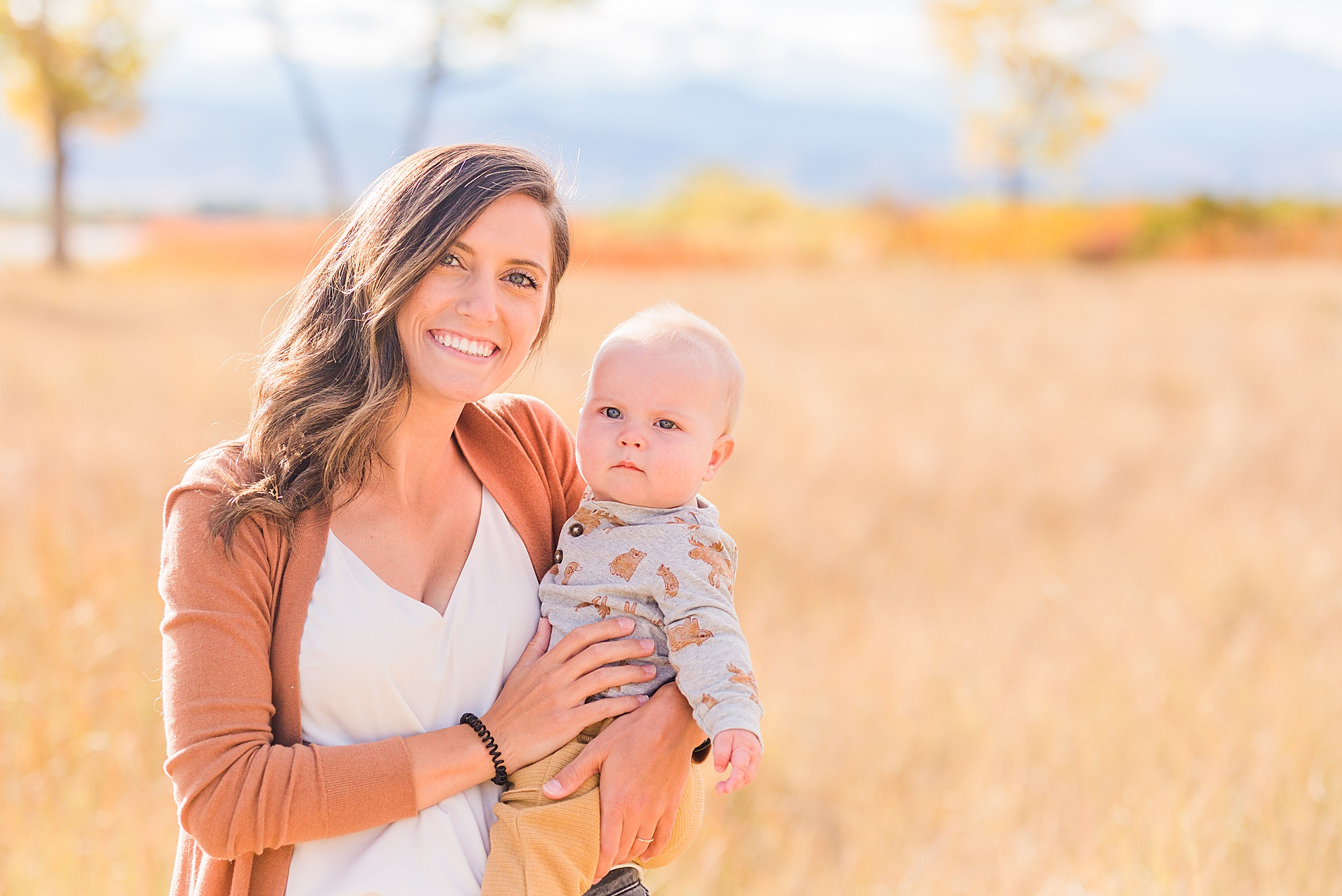 mother and son during fall mini session