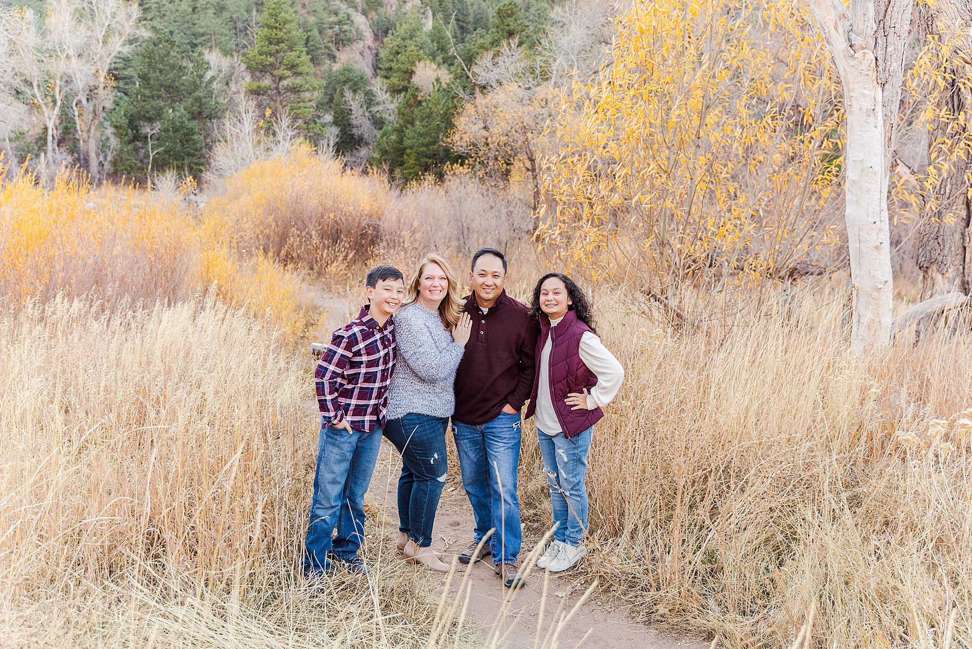 Family of four at Boulder, CO family session