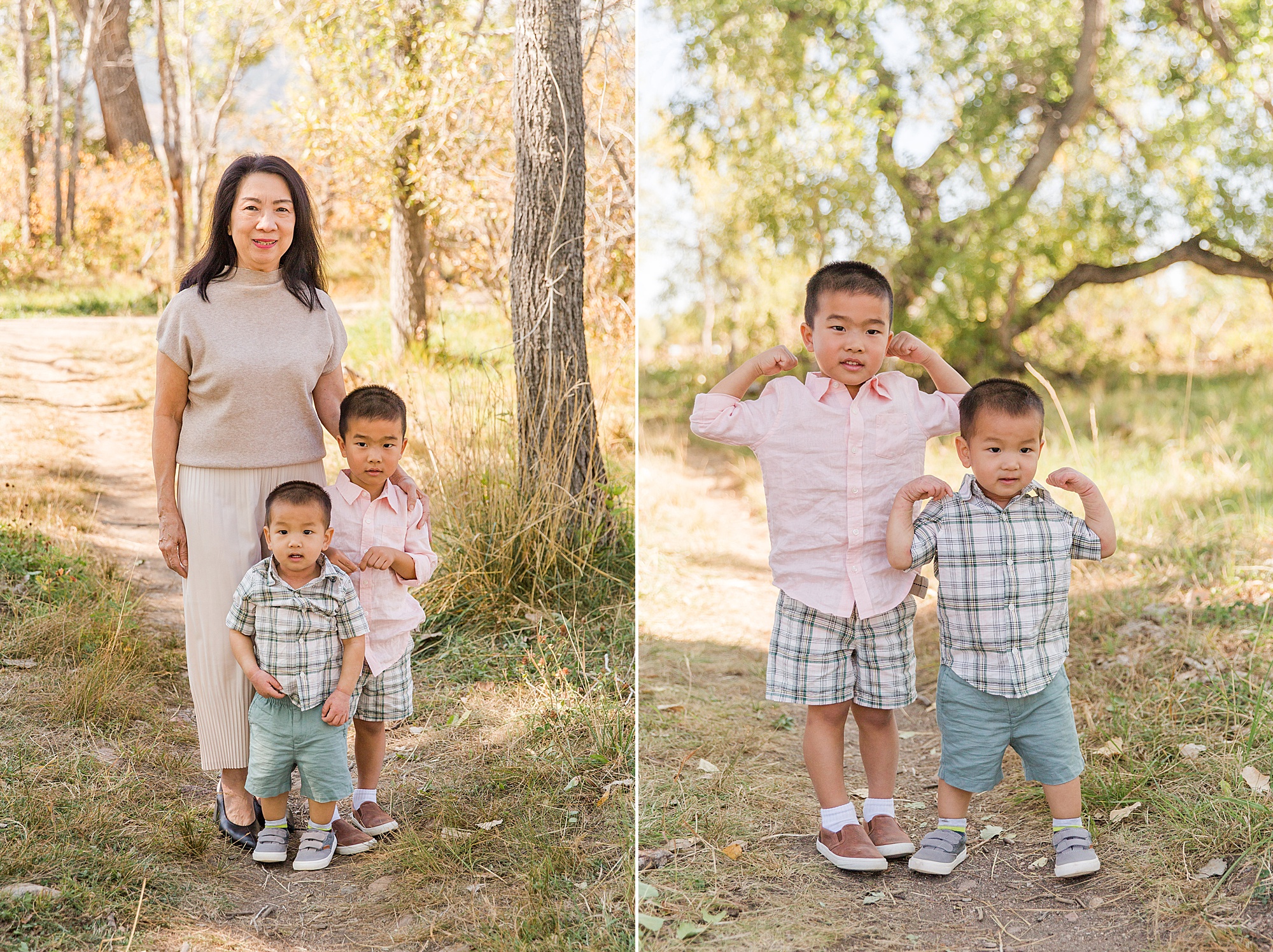 grandmother with her two grandsons during Boulder CO Family Session