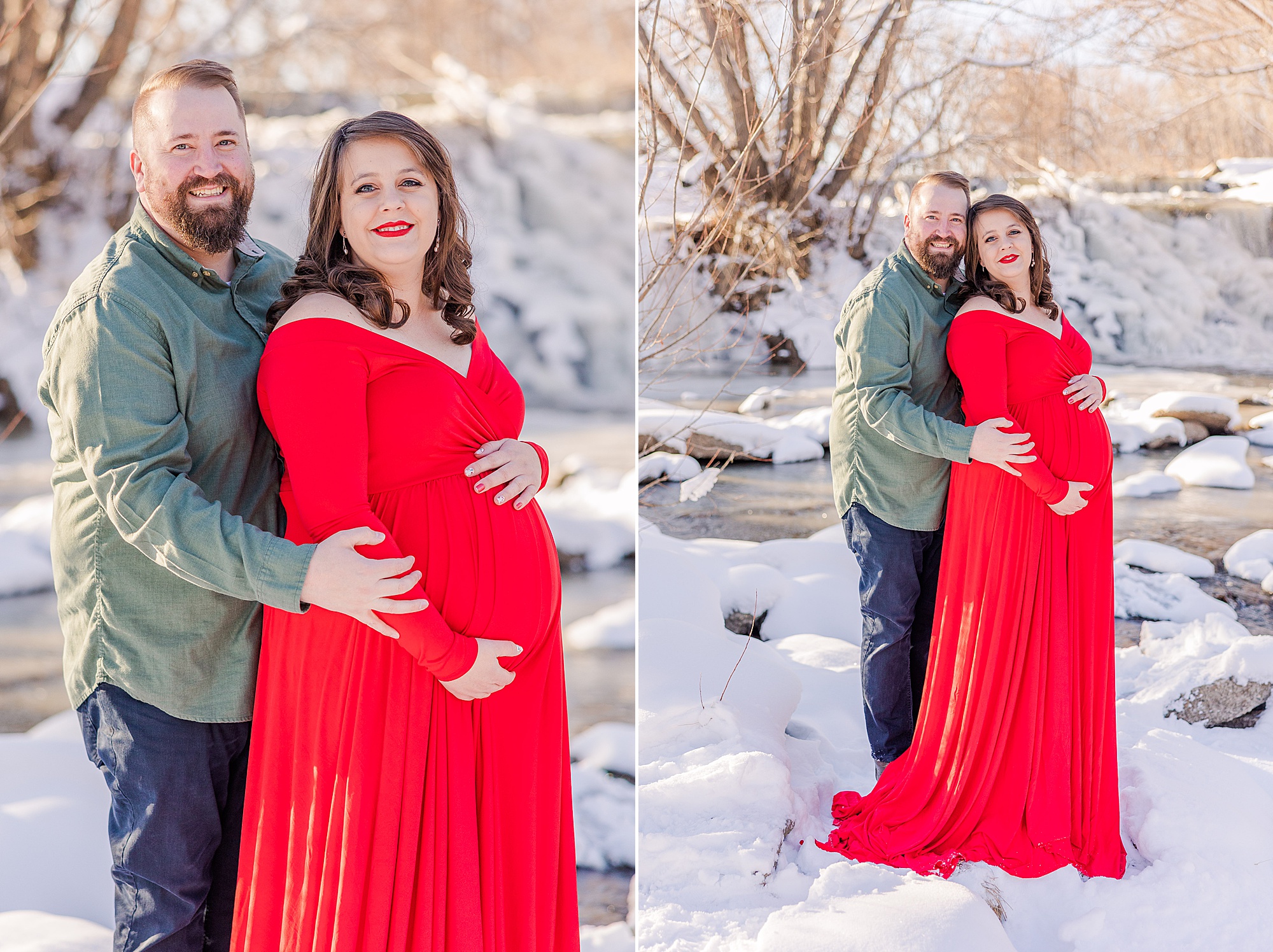 couple at Golden Ponds in Longmont CO for winter maternity session