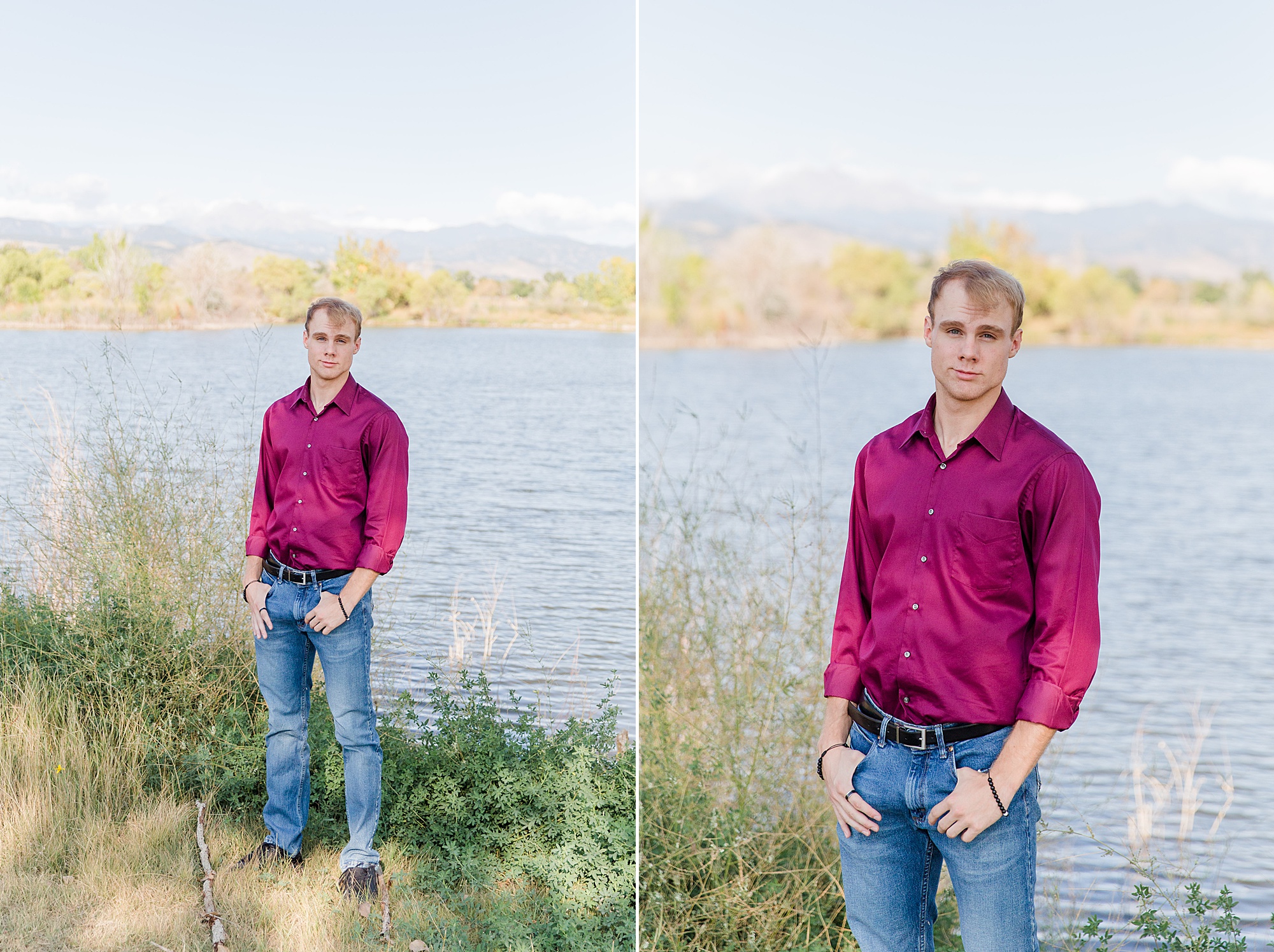 senior portraits near the water at Golden Ponds in Longmont CO