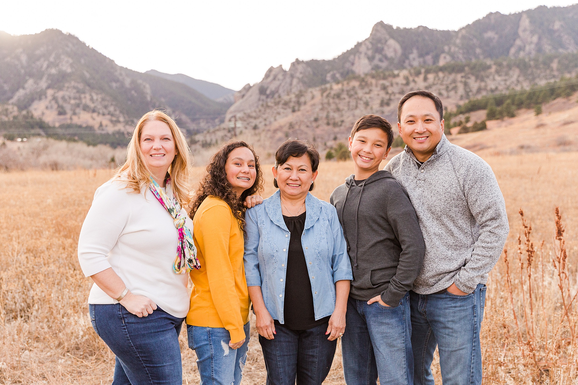 extended family session at South Mesa Trailhead in Boulder CO