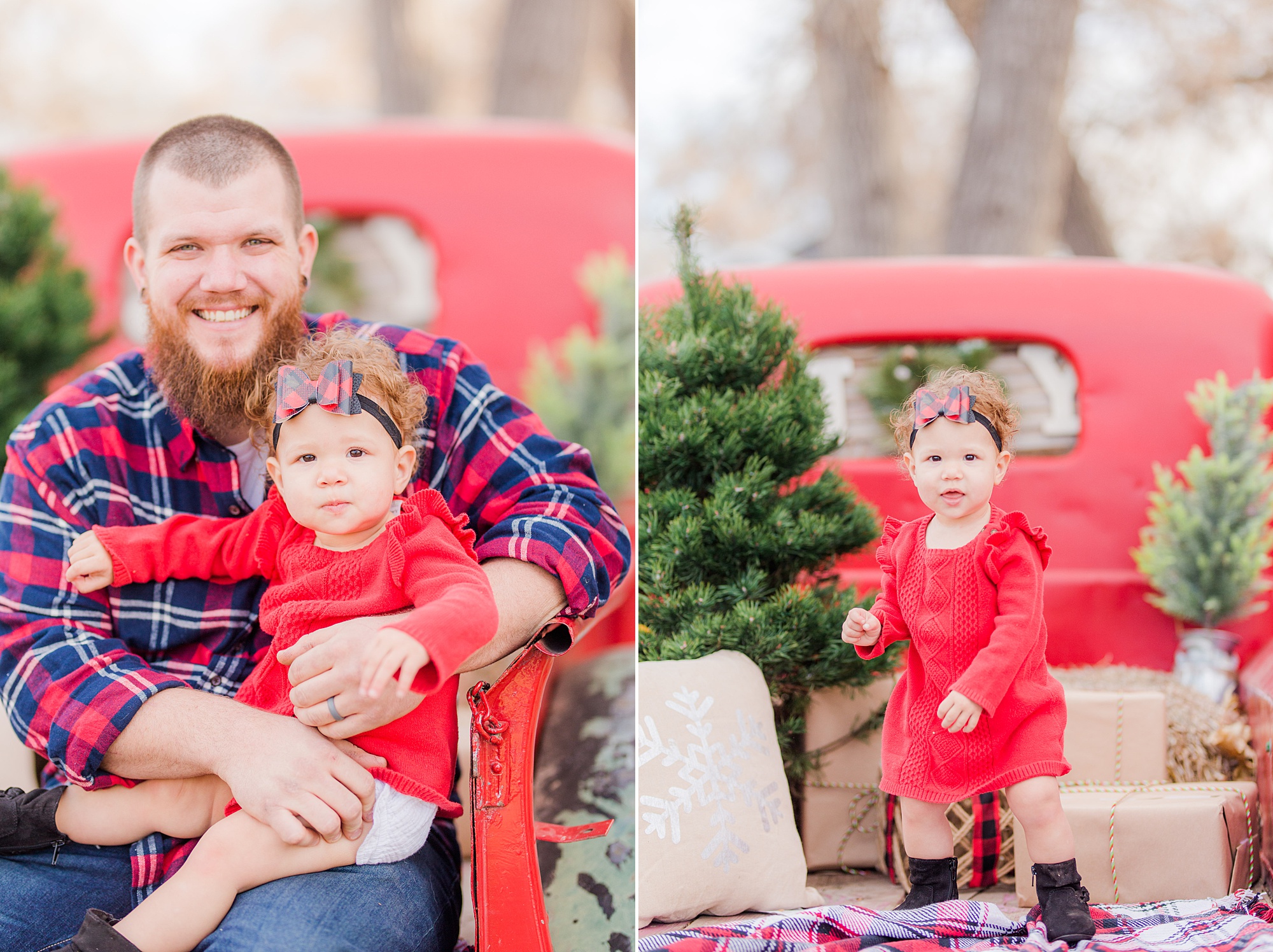 Christmas Red Truck Mini Sessions on a farm in Loveland, Colorado