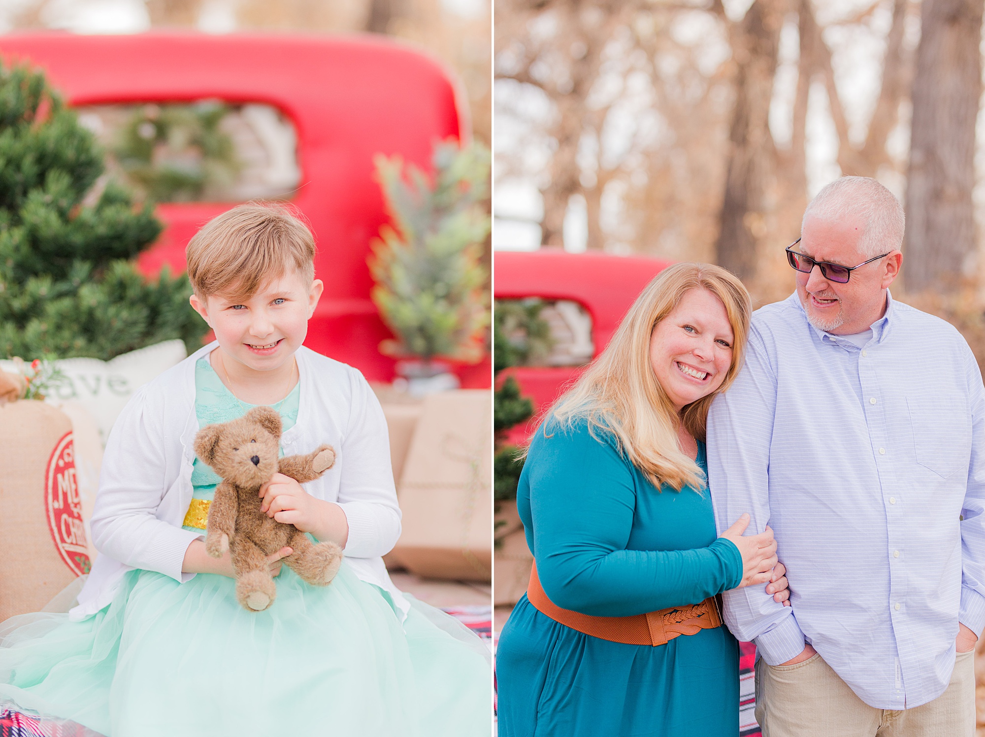 Colorado family photographer takes Christmas Red Truck Mini Sessions