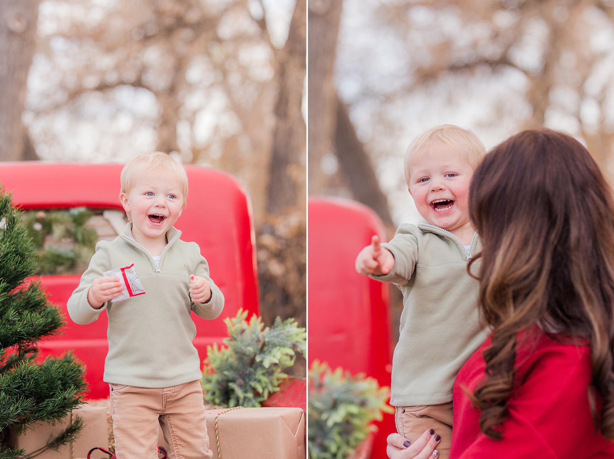 excited little boy during family session