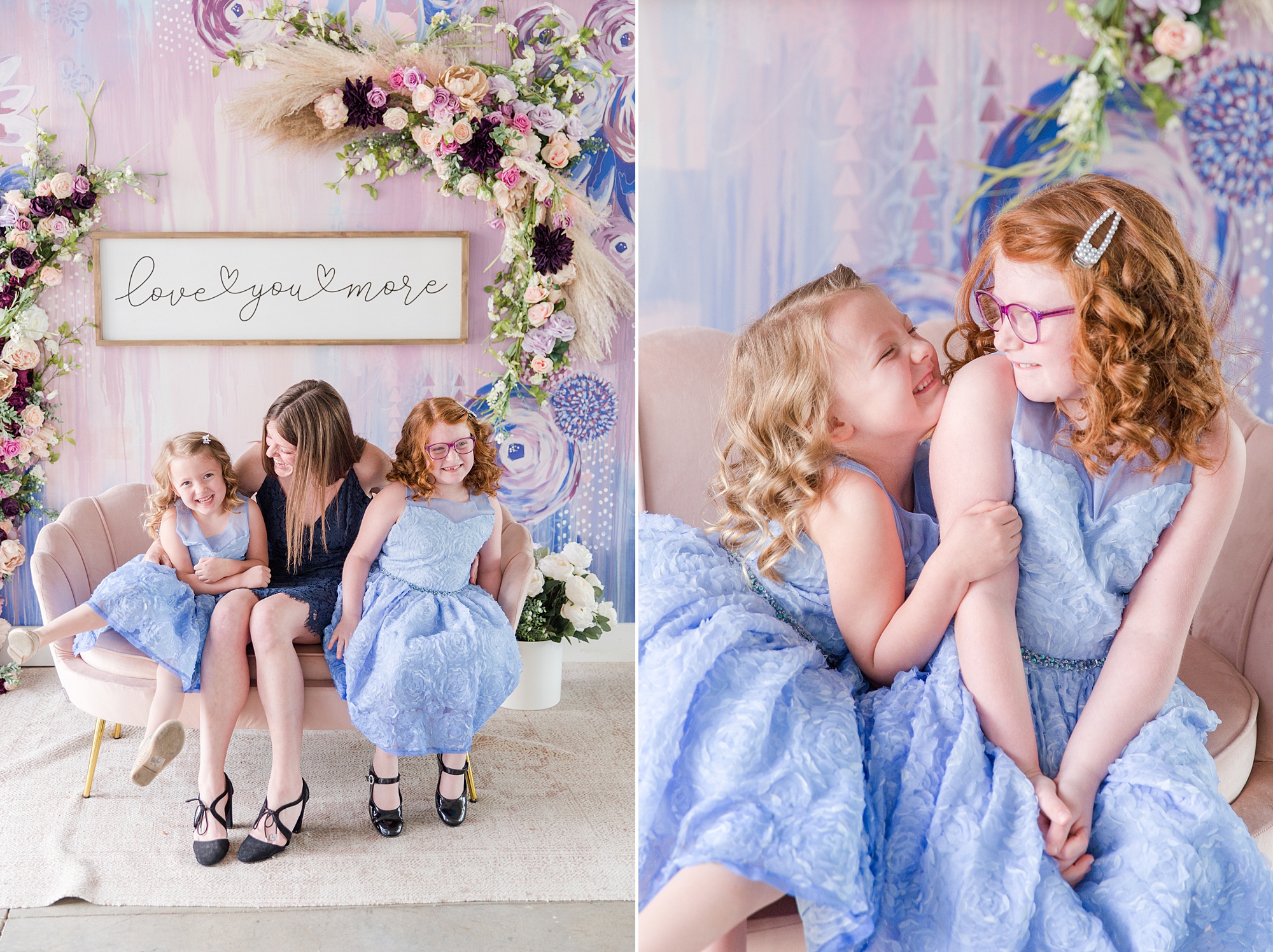 sisters and mom share giggles during mommy and me mini session
