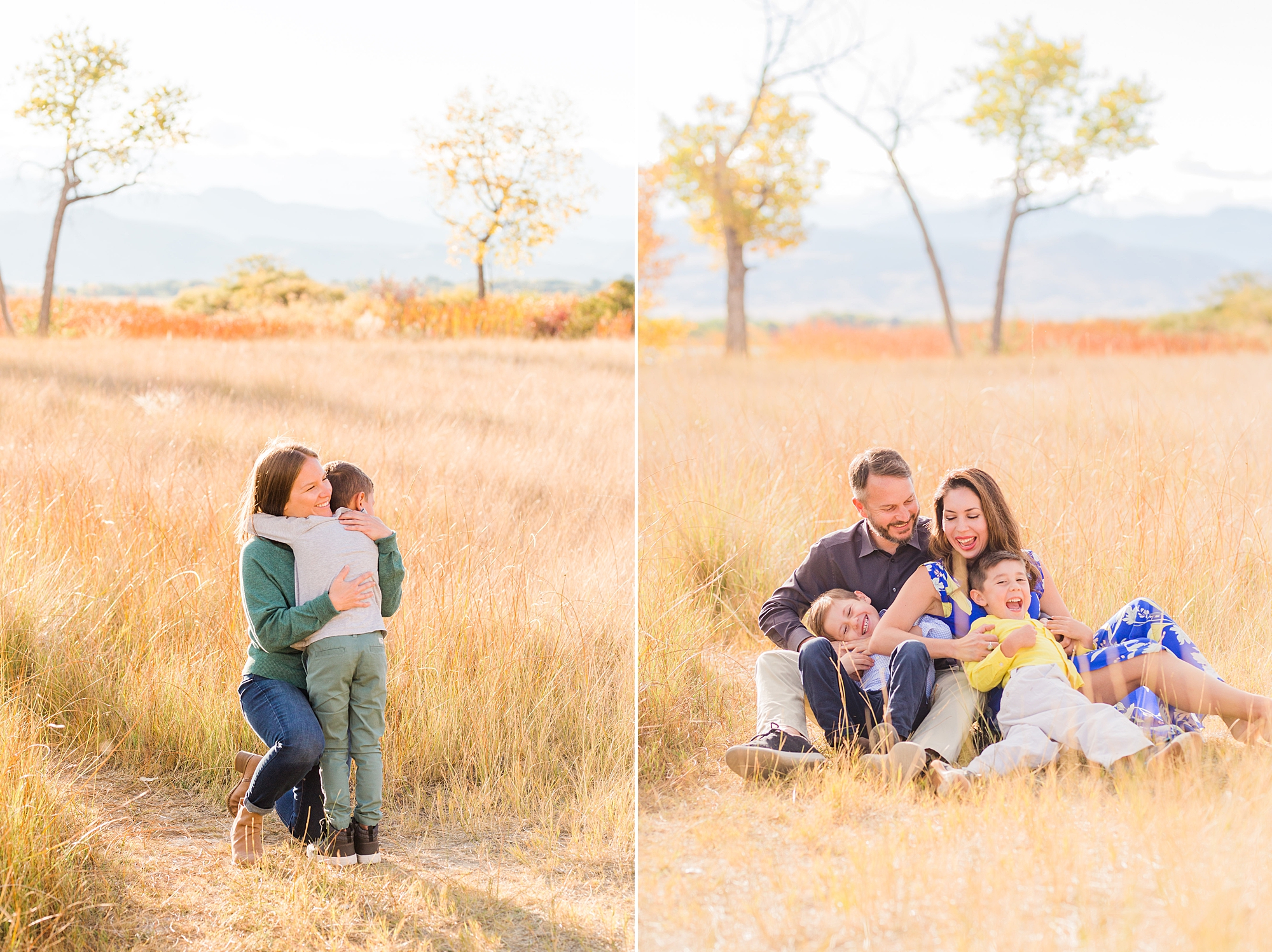 family photos in the tall grass