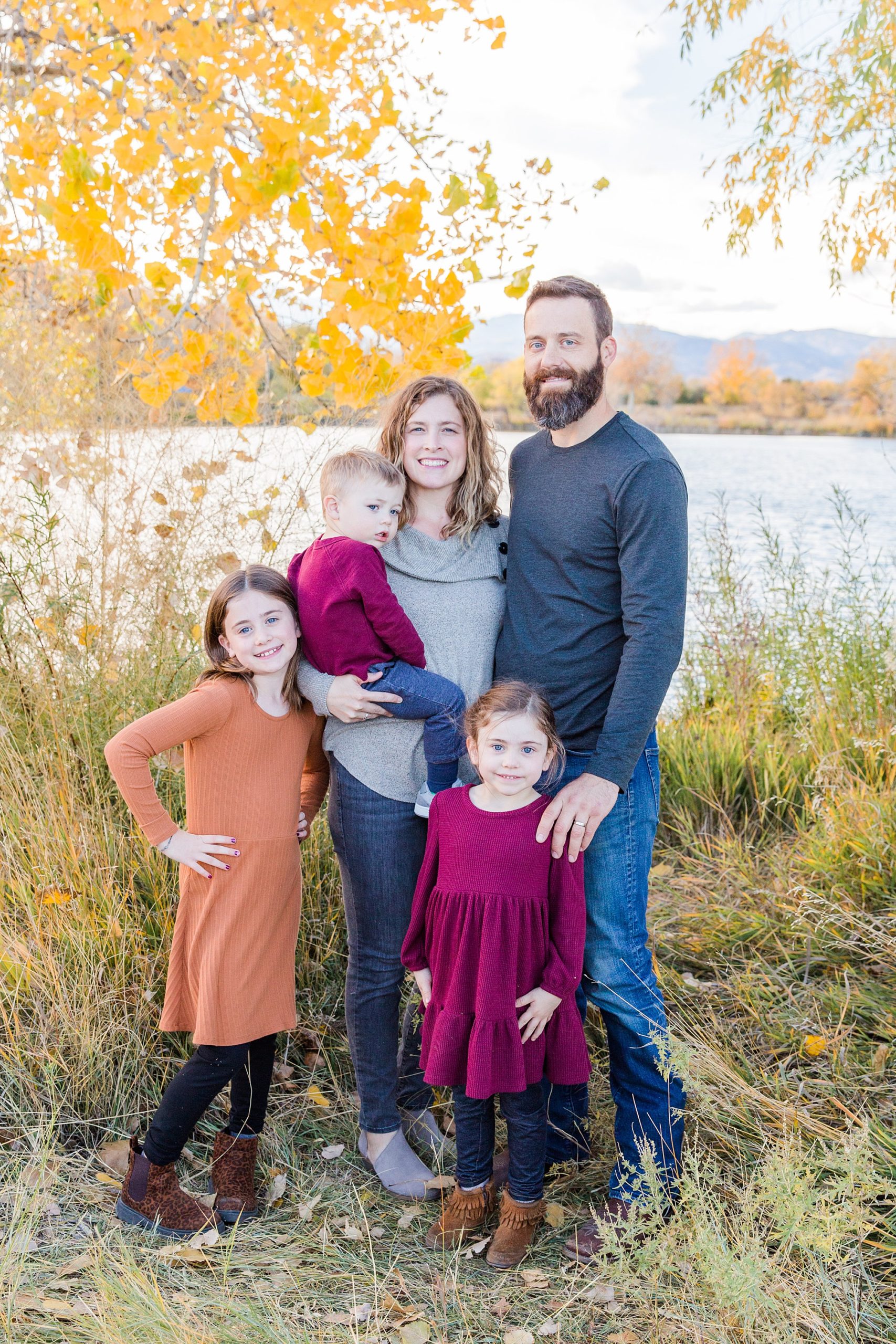 family of five during fall family photo session