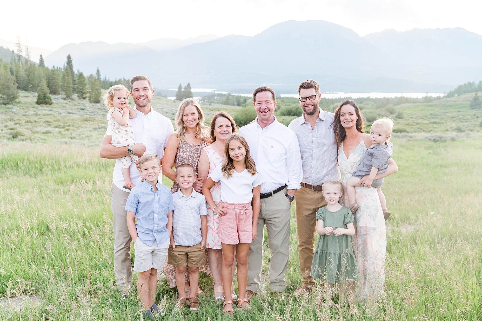extended family session with coordinating colors and style