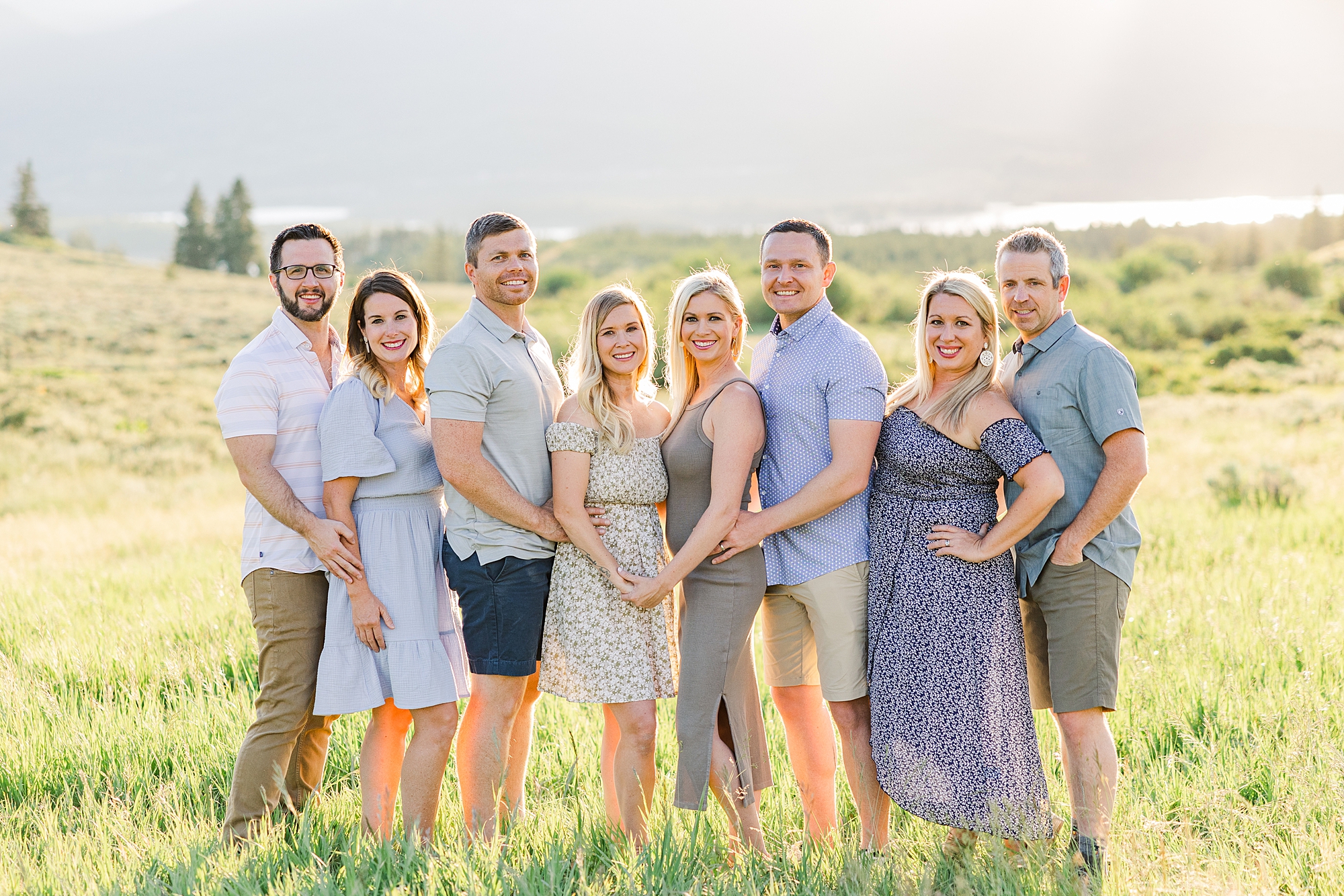 siblings and spouses together during Scenic Dillon CO Extended Family Session