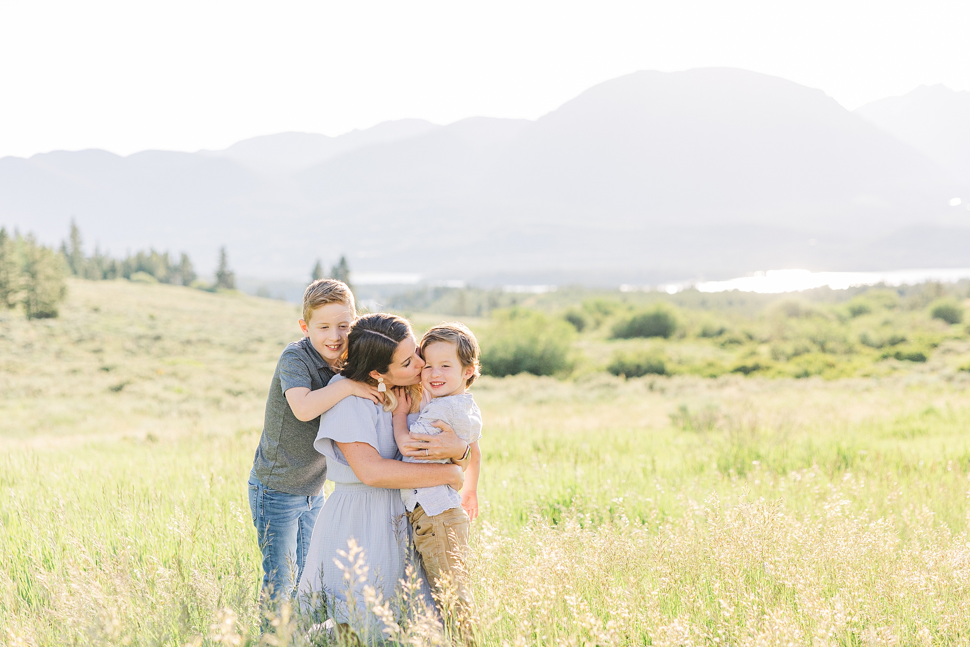 mom and her two boys during Scenic Dillon CO Family Session