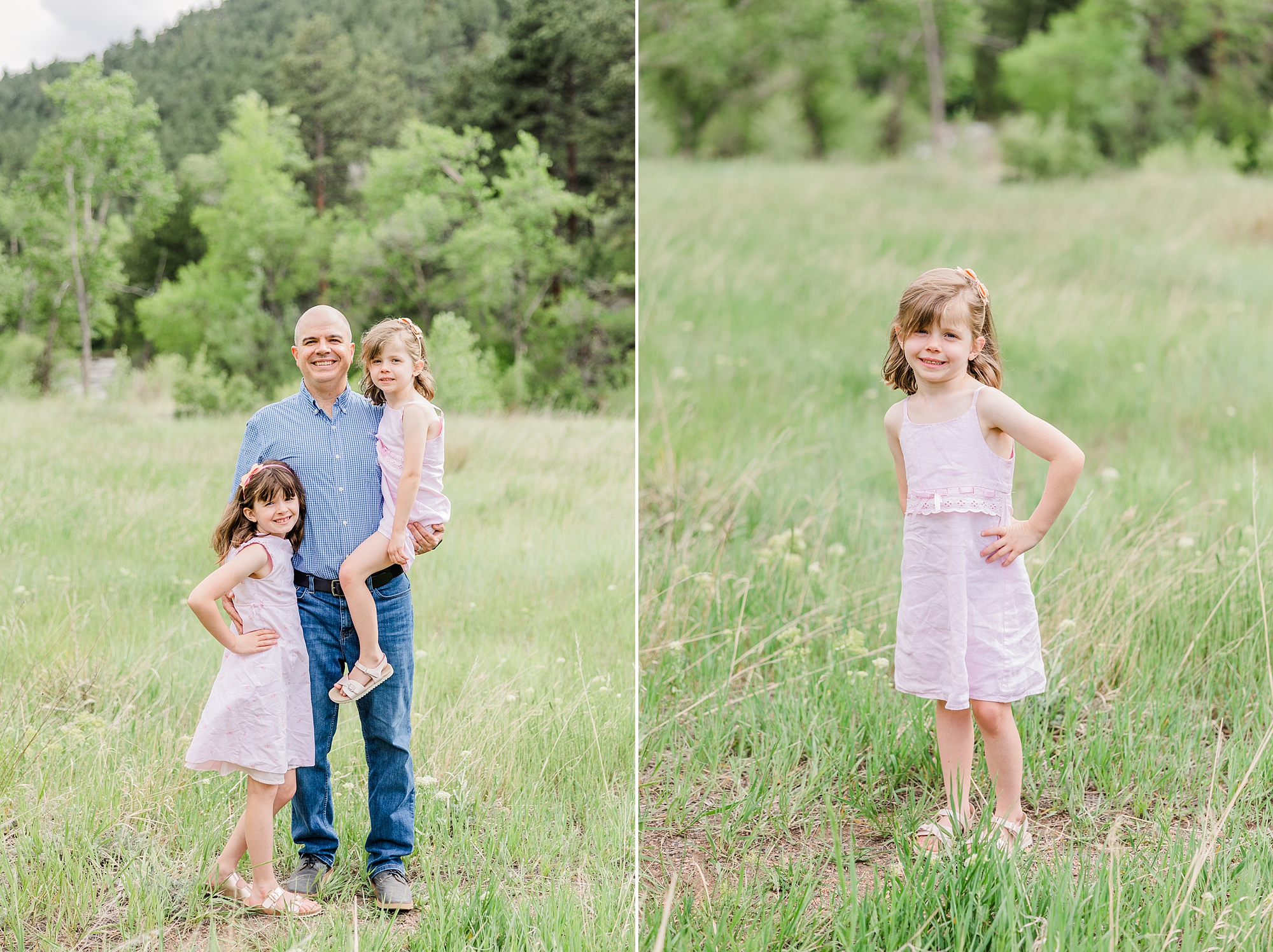 Dad with his two daughters during Buckingham Park Family Sessions in Boulder, CO