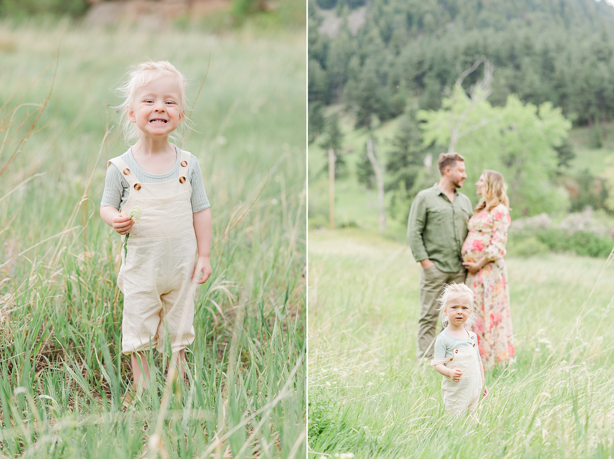 Buckingham Park Summer Maternity Session Boulder, CO in the tall grass
