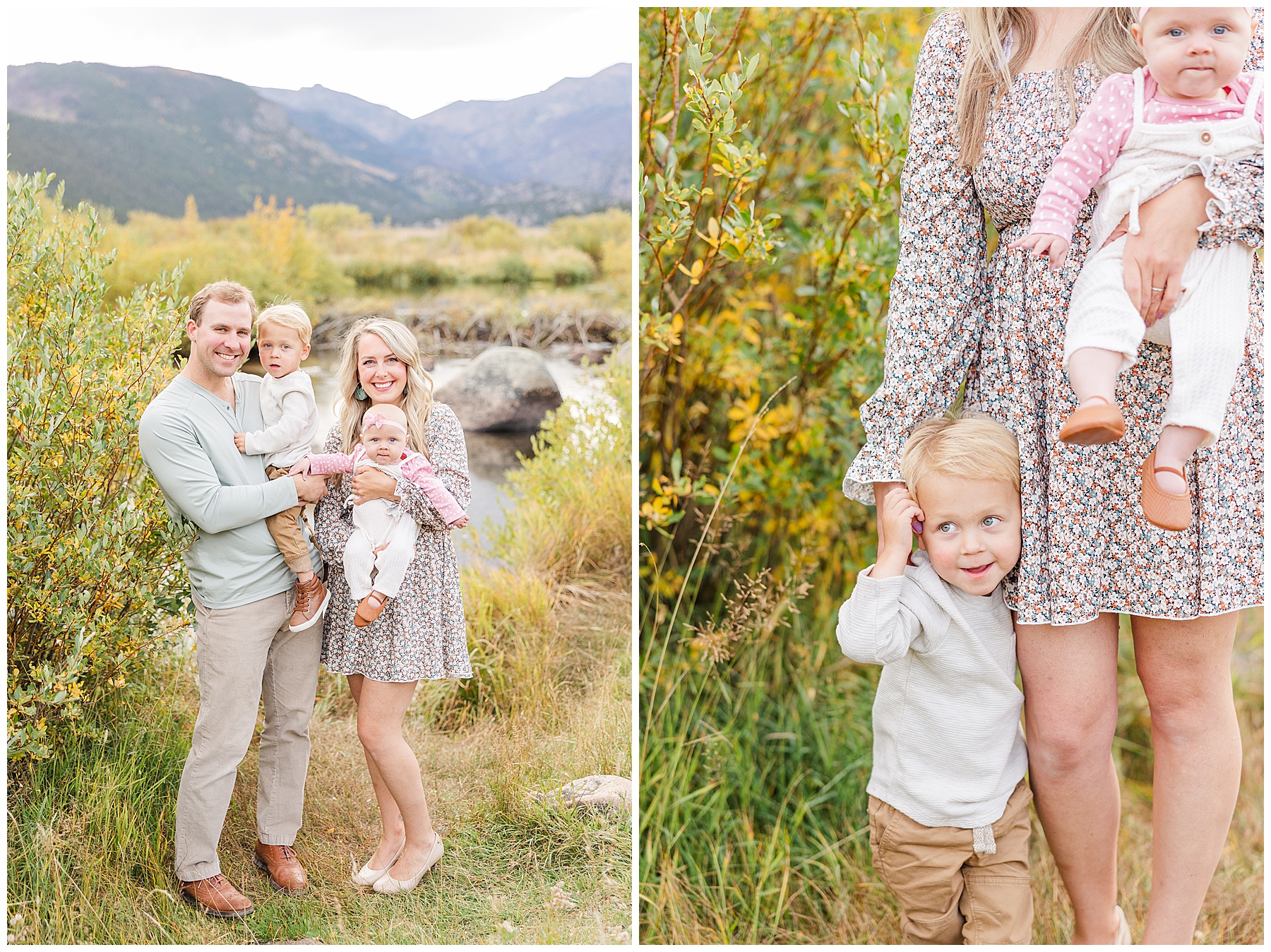 family standing in Moraine Park for family session by Catherine Chamberlain Photography
