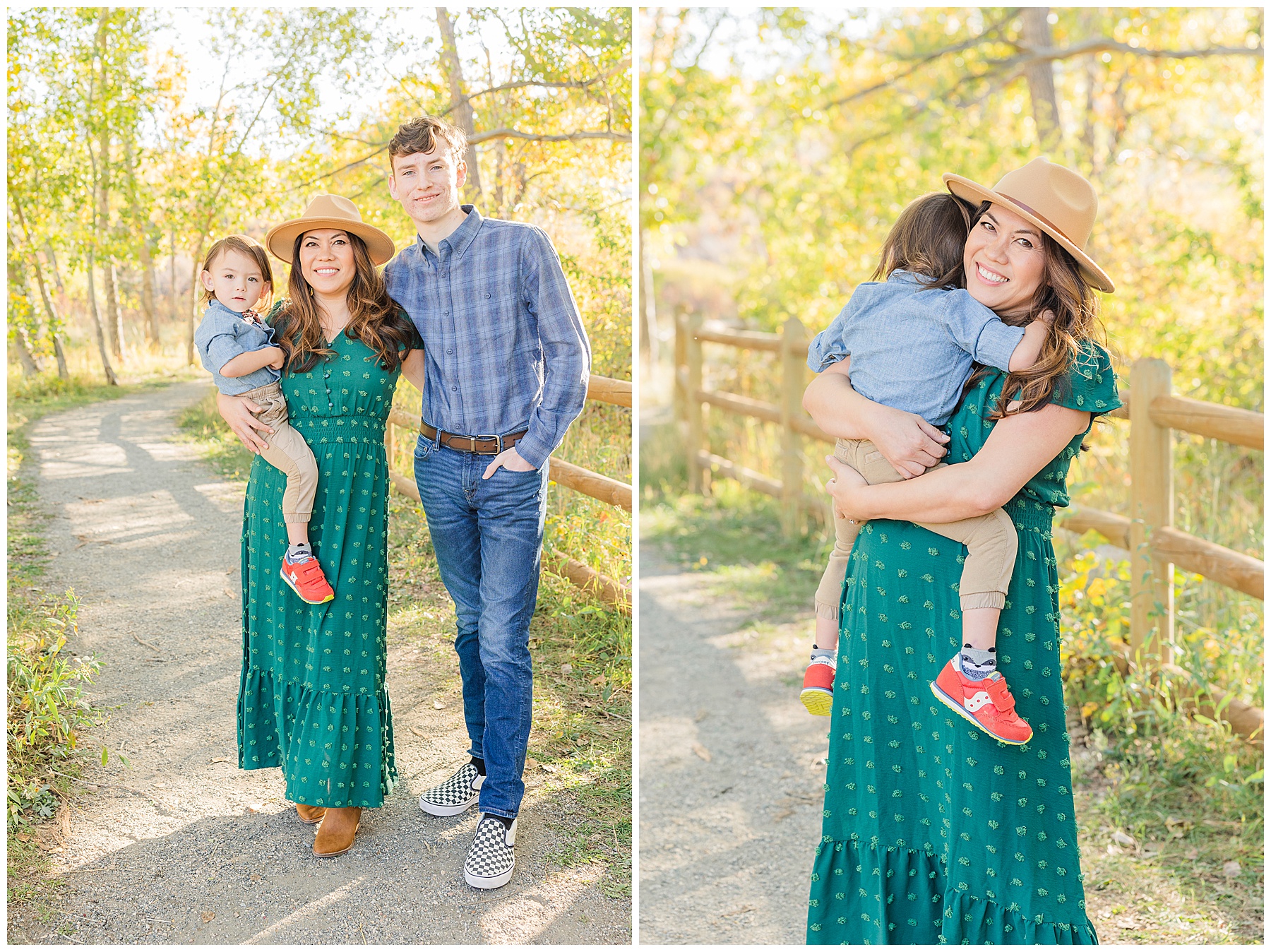 Mom and her two sons during a family fall mini session 