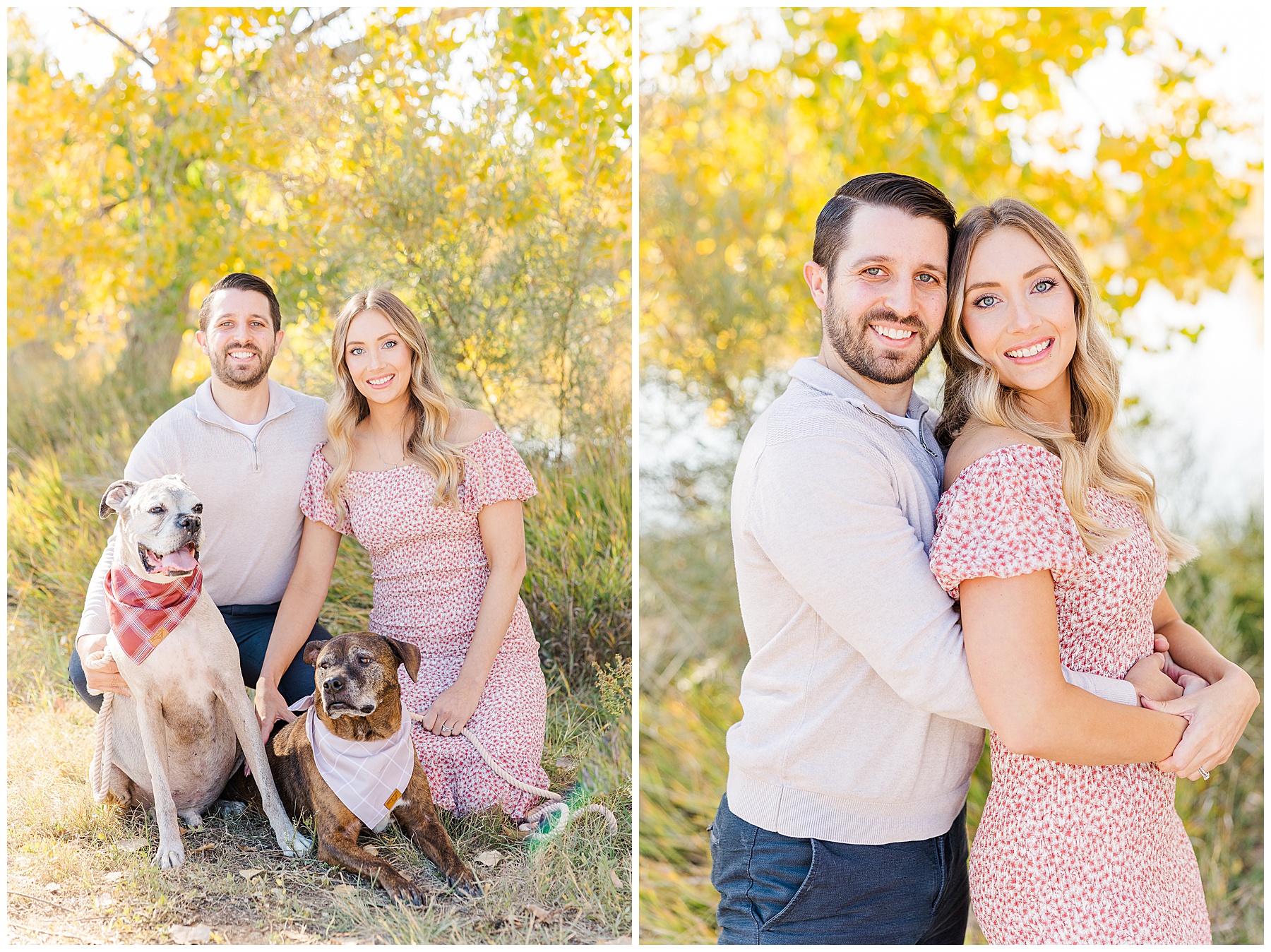 husband and wife with their two dogs in Longmont, CO