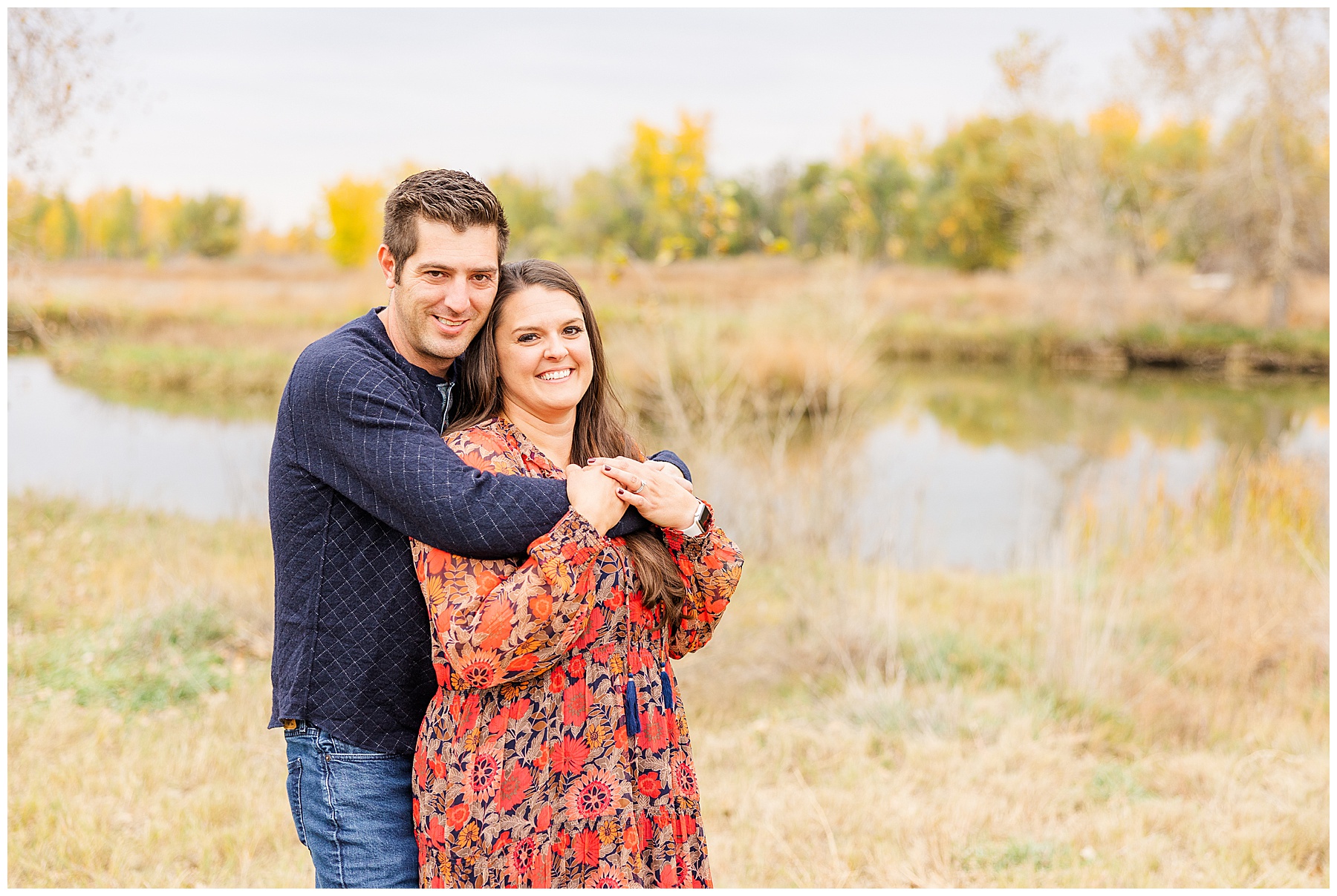 sweet couple pose for fall mini session in Northern CO
