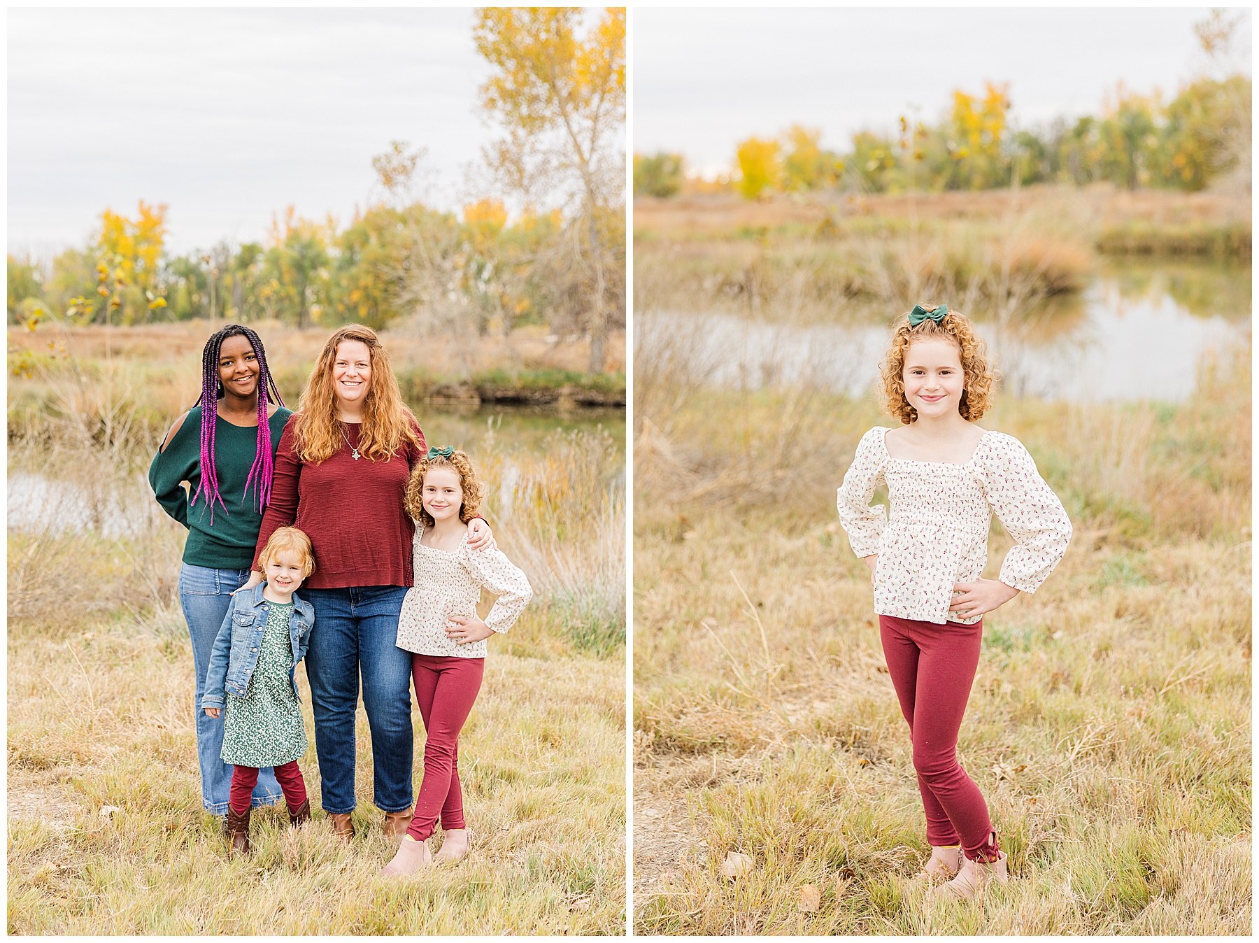 Longmont photo session with sister posing with her hands on her hips and a smile on her face
