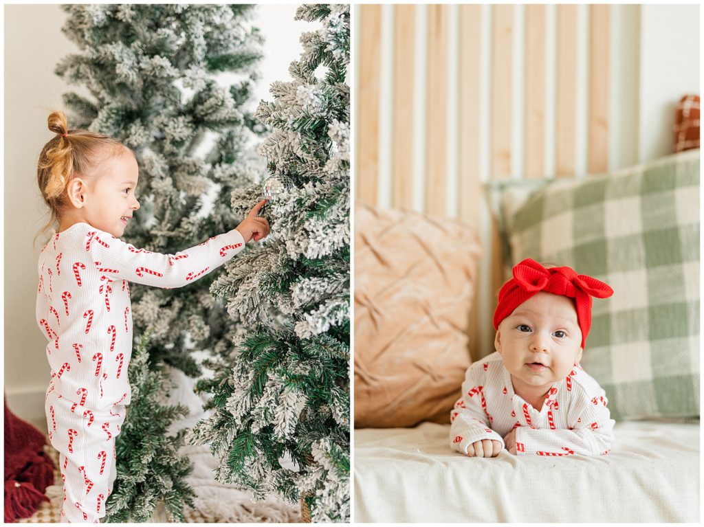 baby in modern farmhouse setting for Christmas minis