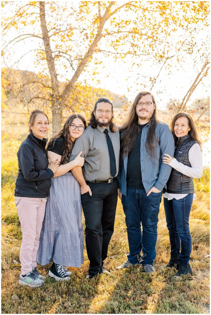 Family of five pose for Catherine Chamberlain Photographer in Northern, CO