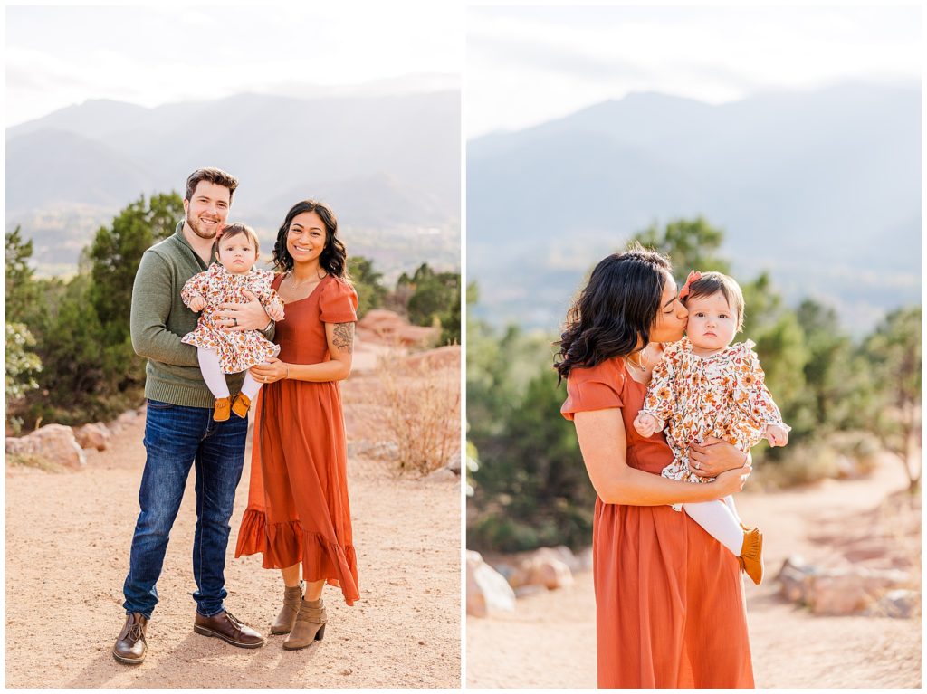 mother kisses her baby daughter at Garden of the Gods for fall family mini sessions