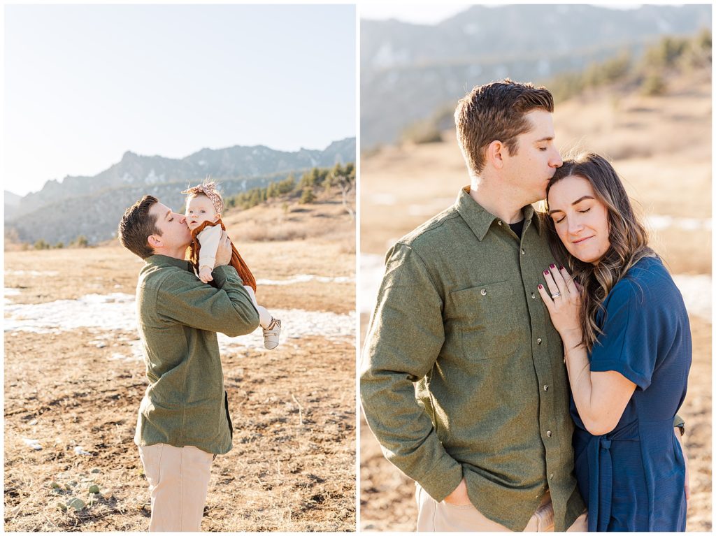 did kisses his baby girl on the cheek for fall family session in Northern Colorado in Boulder