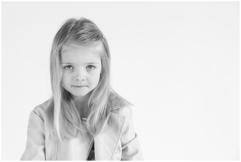 Girl shows shy personality during personality portraits