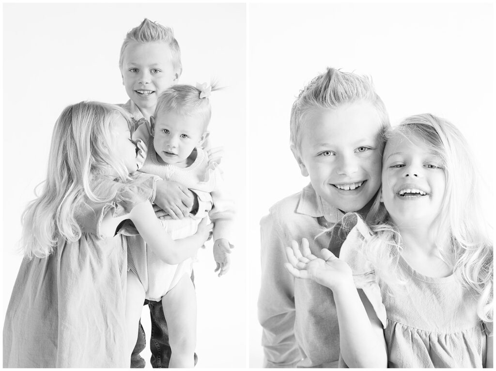 Siblings grin during family mini session
