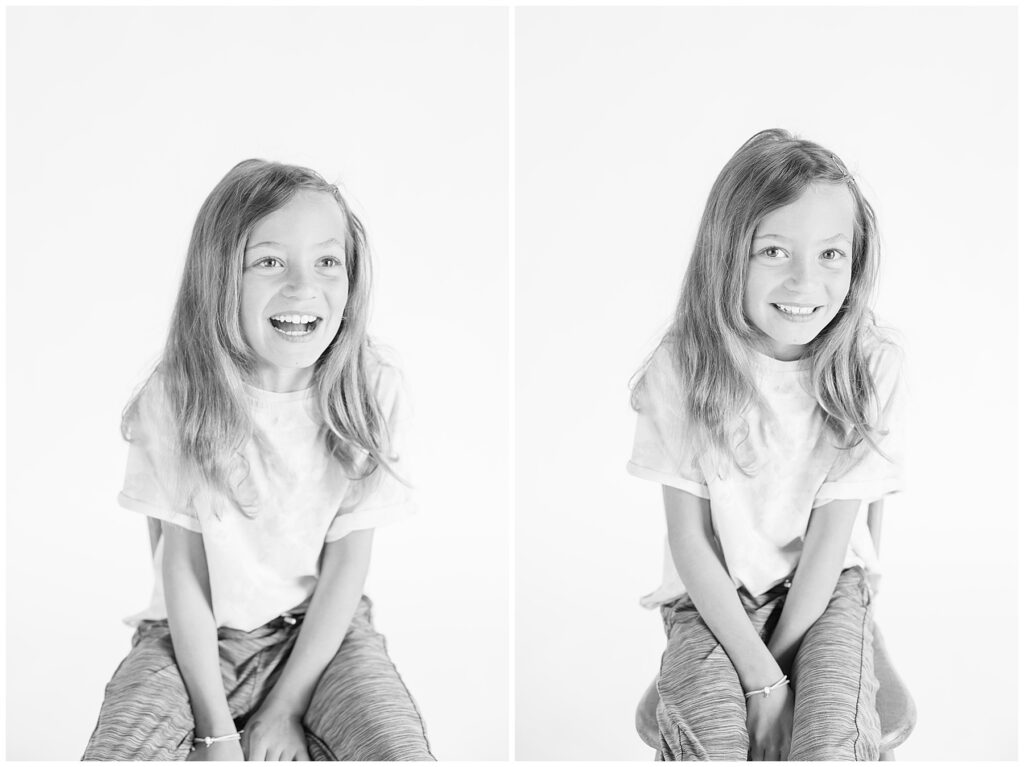Girl laughs in delight for personality portrait mini sessions