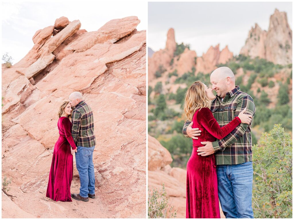Couple embraces during Colorado outdoor family session with Catherine Chamberlain Photography