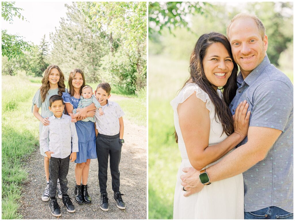 Five young siblings all stand together for South Denver Mini Sessions