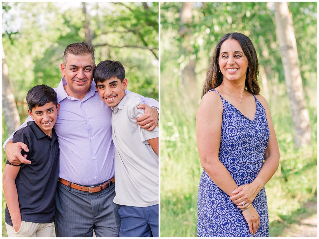 Father hugs his two sons tightly for Mehra Outdoor Family Session by northern Colorado family photographer