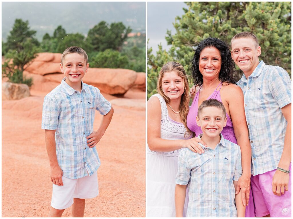 Young son stands with his hand on his hip and smiles for the camera during a Colorado Springs Family Session taken by Catherine Chamberlain Photography
