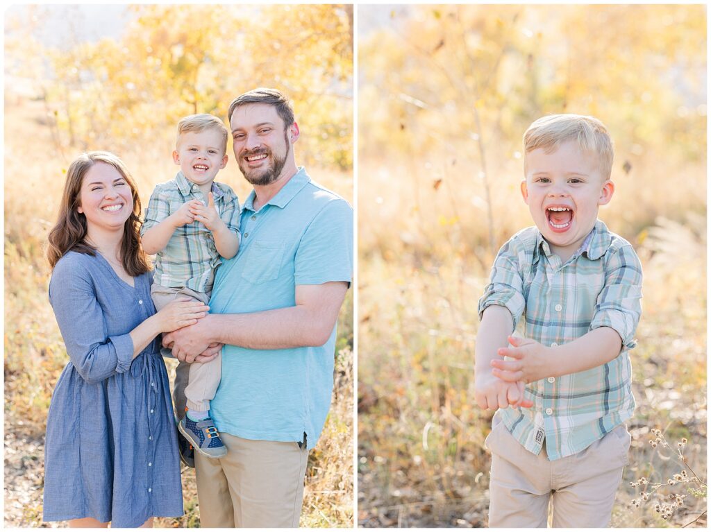 Little boy giggles for the camera during minis with Catherine Chamberlain photography