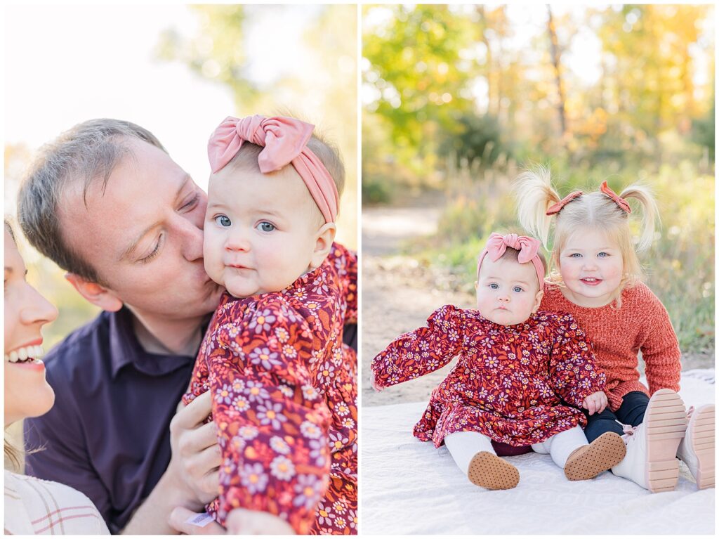 Dad kisses his daughter on the cheek as she gazes at the camera for Catherine Chamberlain Photography