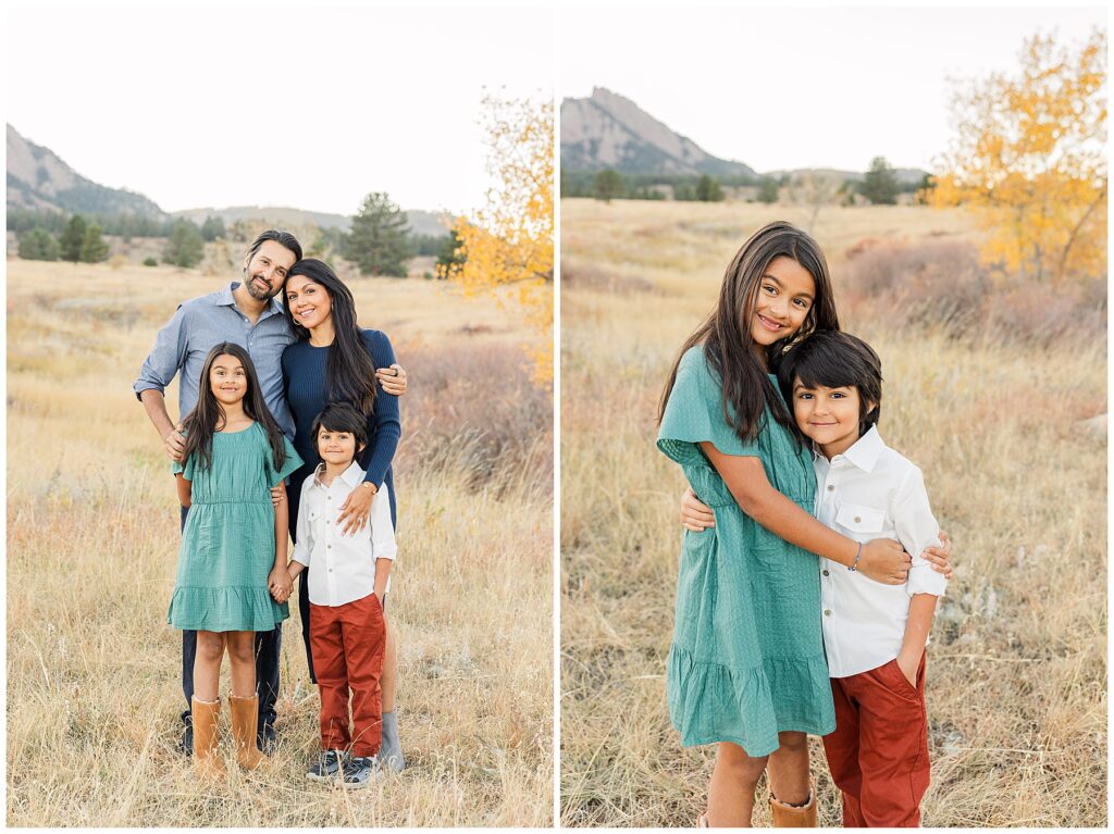 Siblings snuggle for a light and airy outdoor family photo in northern Colorado