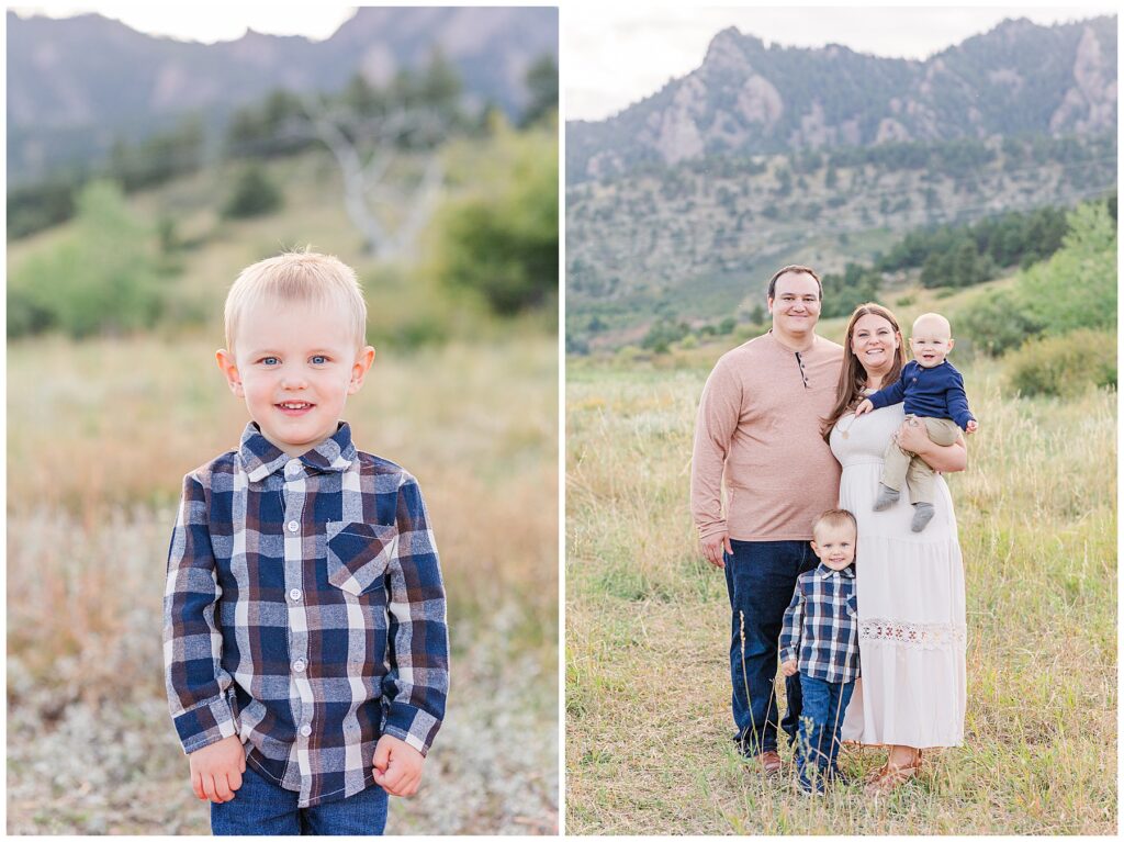 Toddler boy poses perfectly for the camera during a mini session in CO