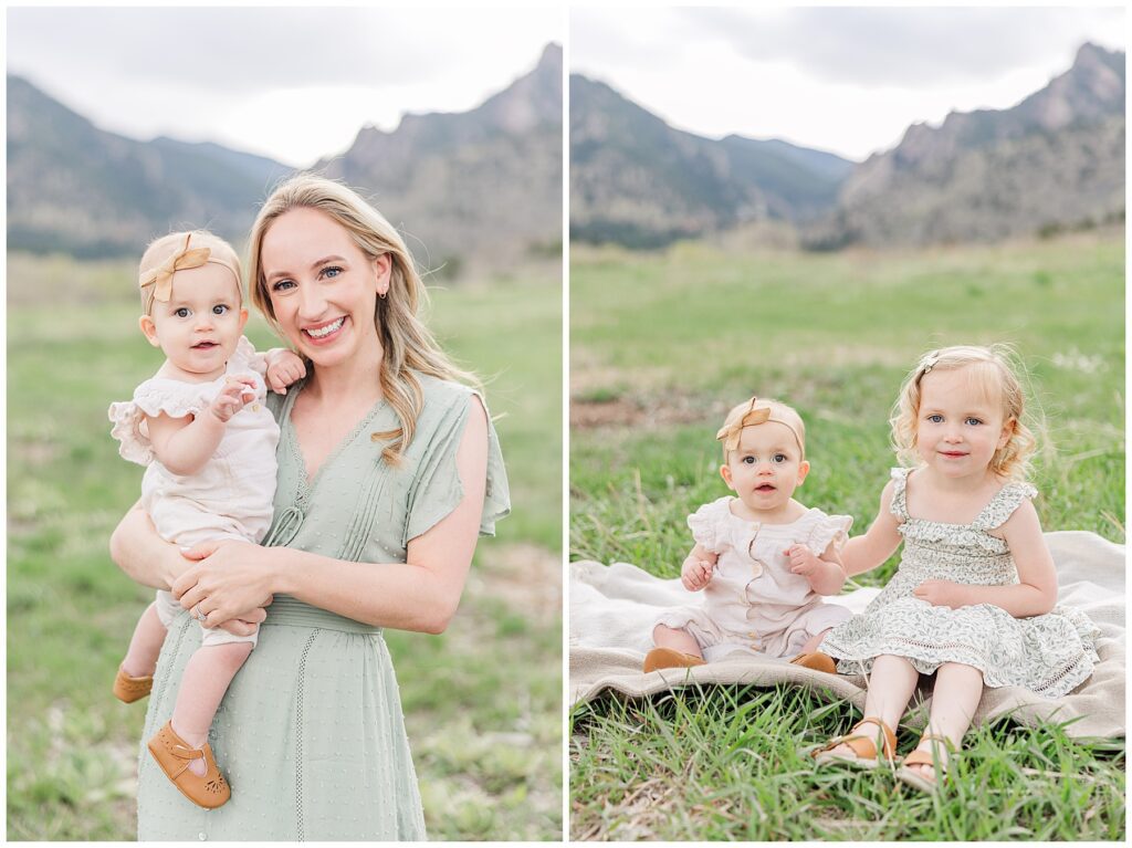 Mom holds baby as they look to the camera during photo with Catherine Chamberlain Photography
