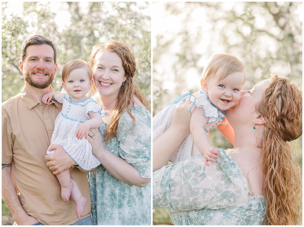 Mom kisses baby's cheek during spring family photos in Northern Colorado