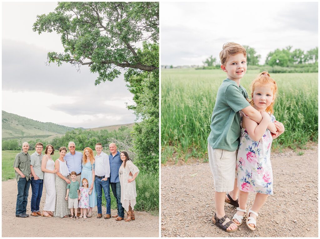 Siblings pose while featured on a blog about Creating a Cohesive Look: Tips for Styling Your Extended Family Session