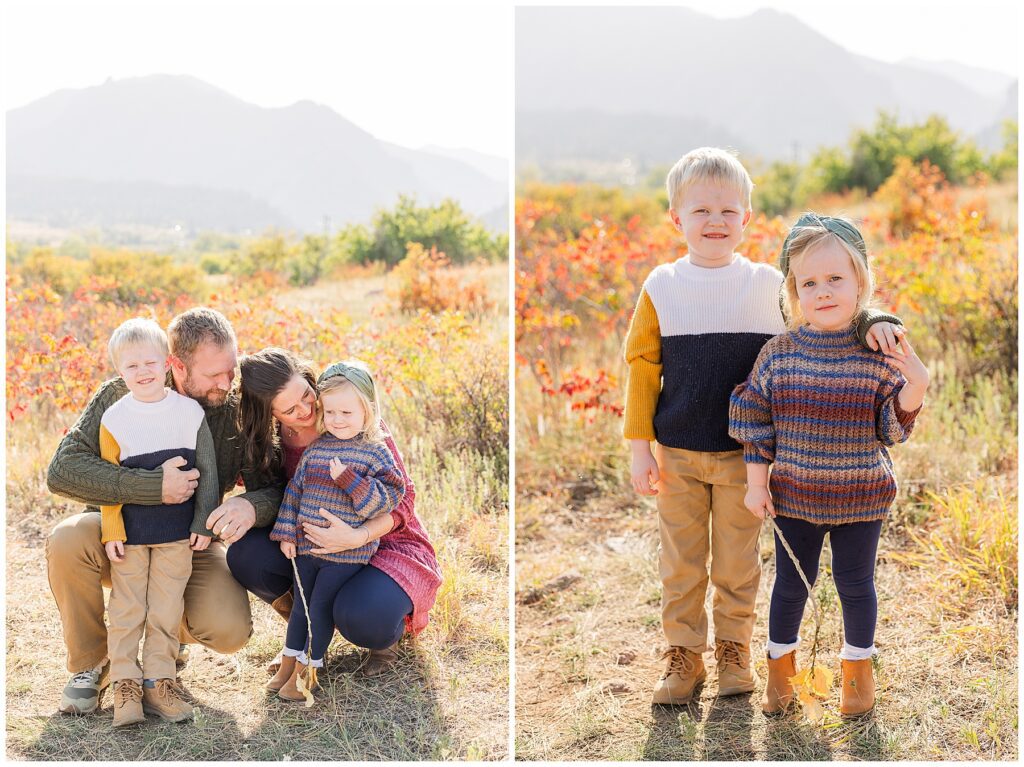 Siblings smile for the camera in Boulder, Colorado